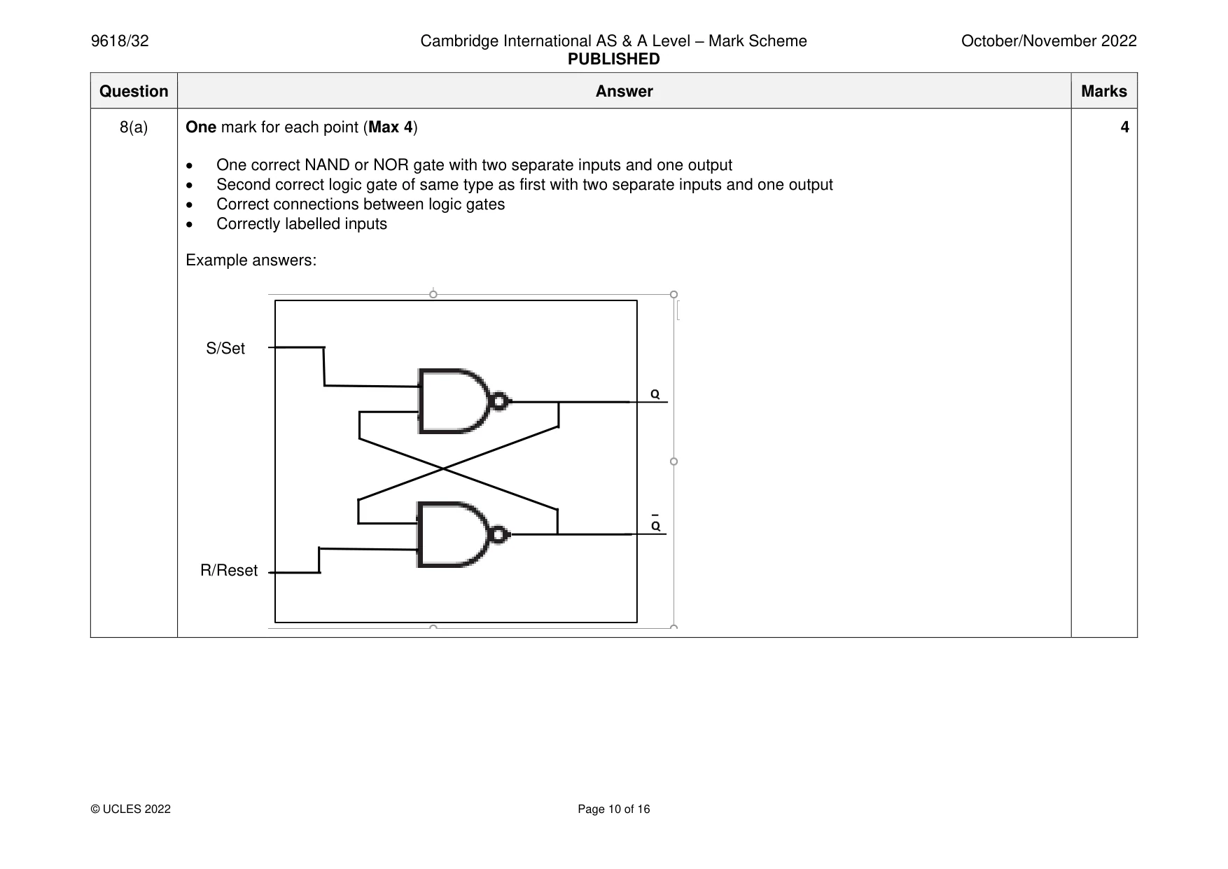 Mark scheme, page 10 of 16