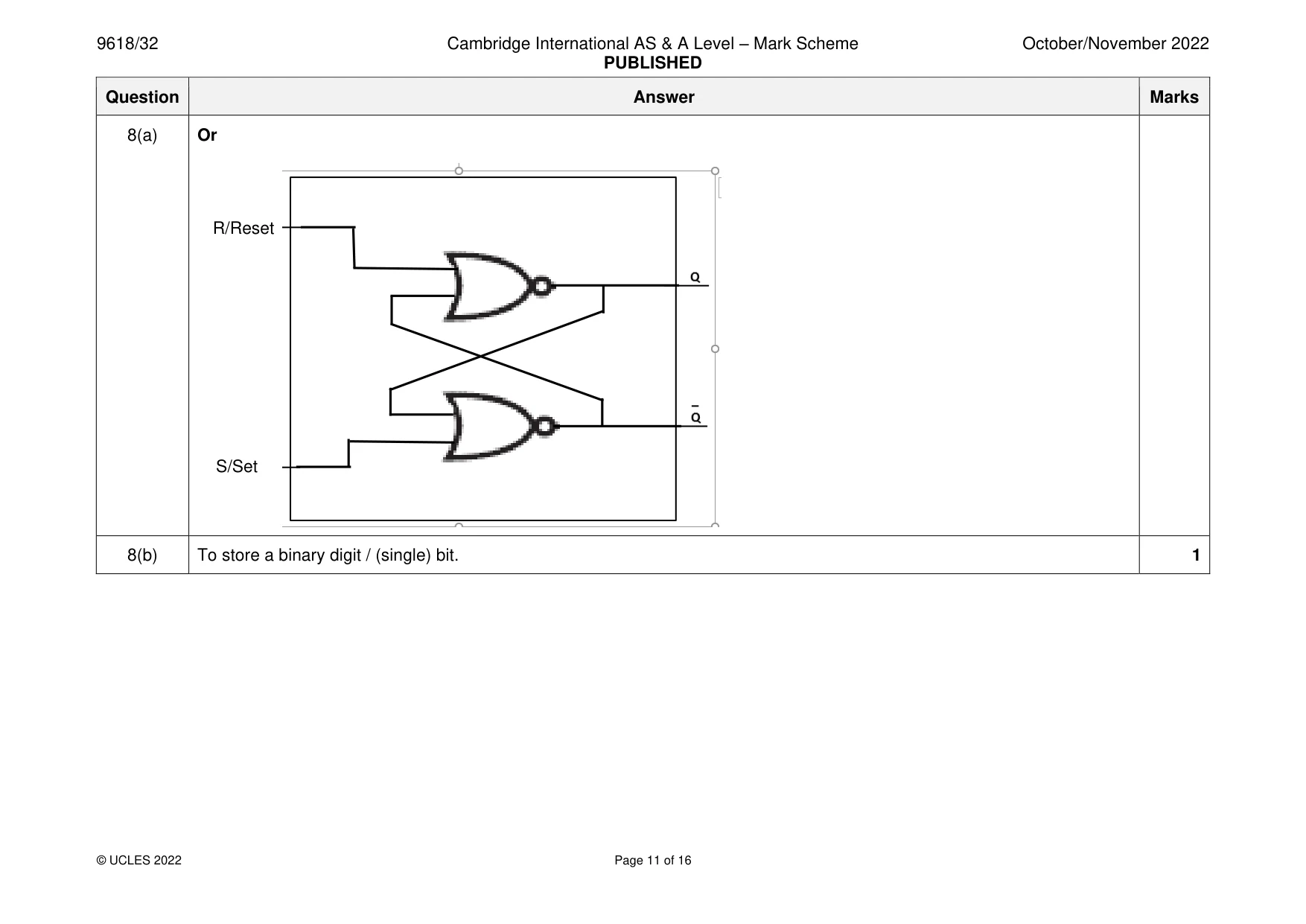 Mark scheme, page 11 of 16