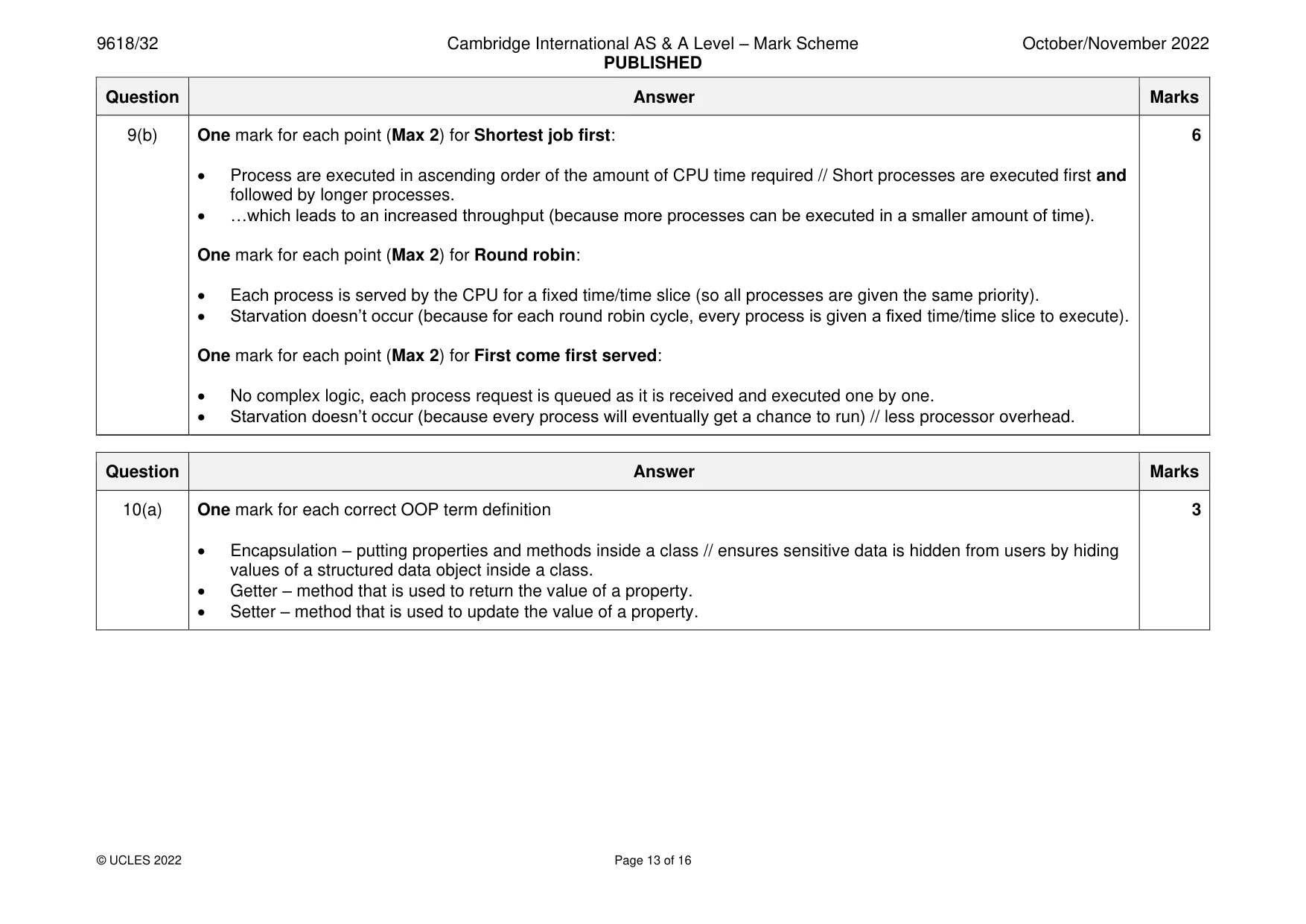 Mark scheme, page 13 of 16
