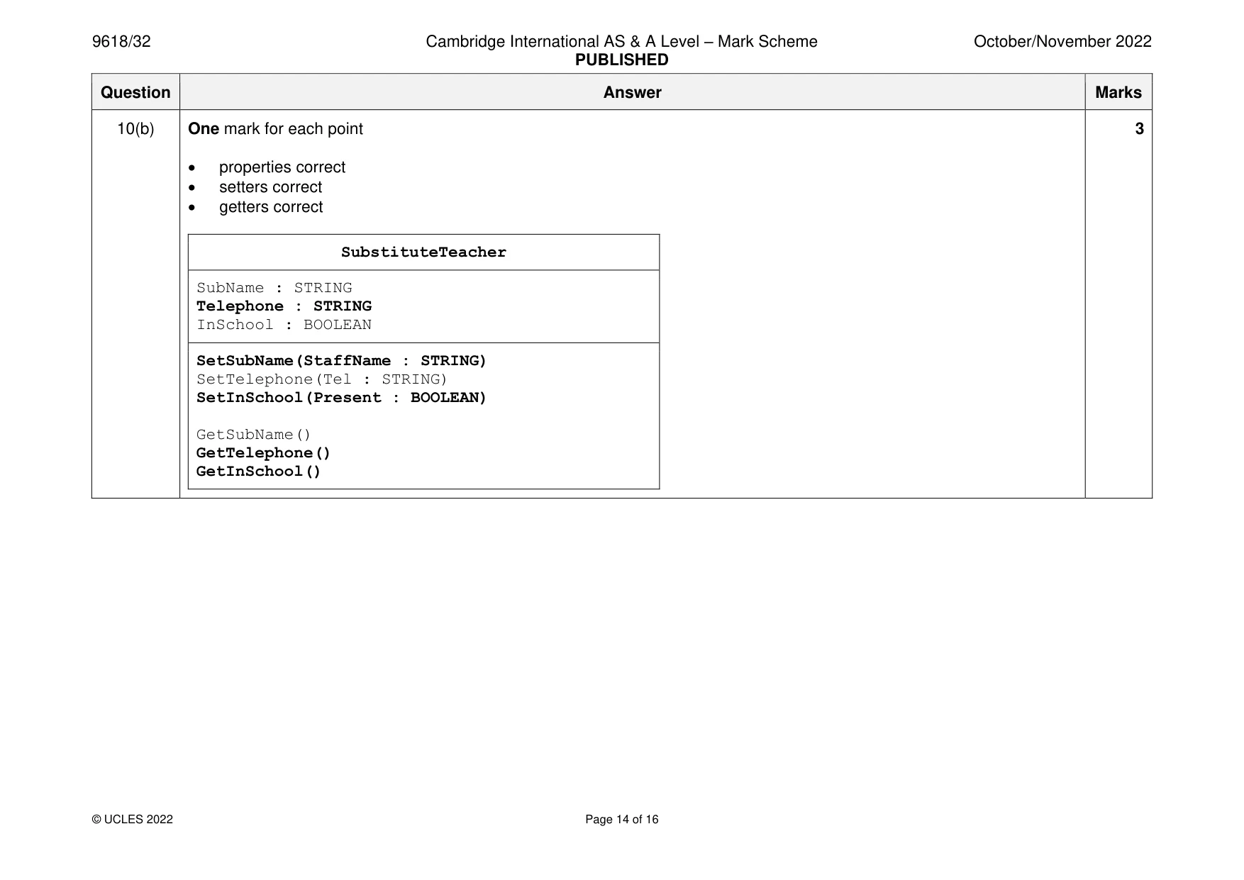 Mark scheme, page 14 of 16
