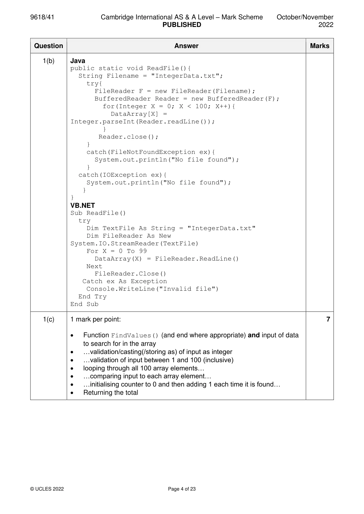 Mark scheme, page 4 of 23