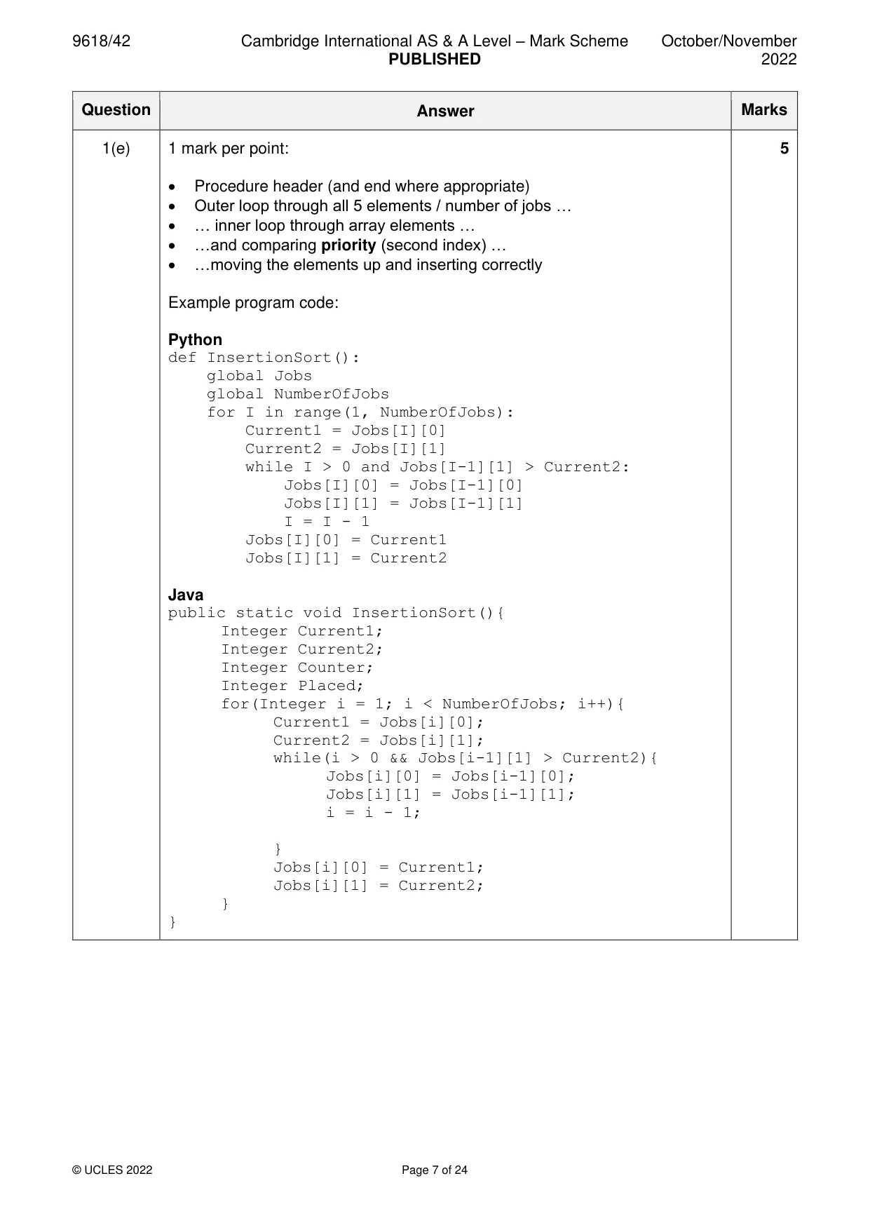 Mark scheme, page 7 of 24