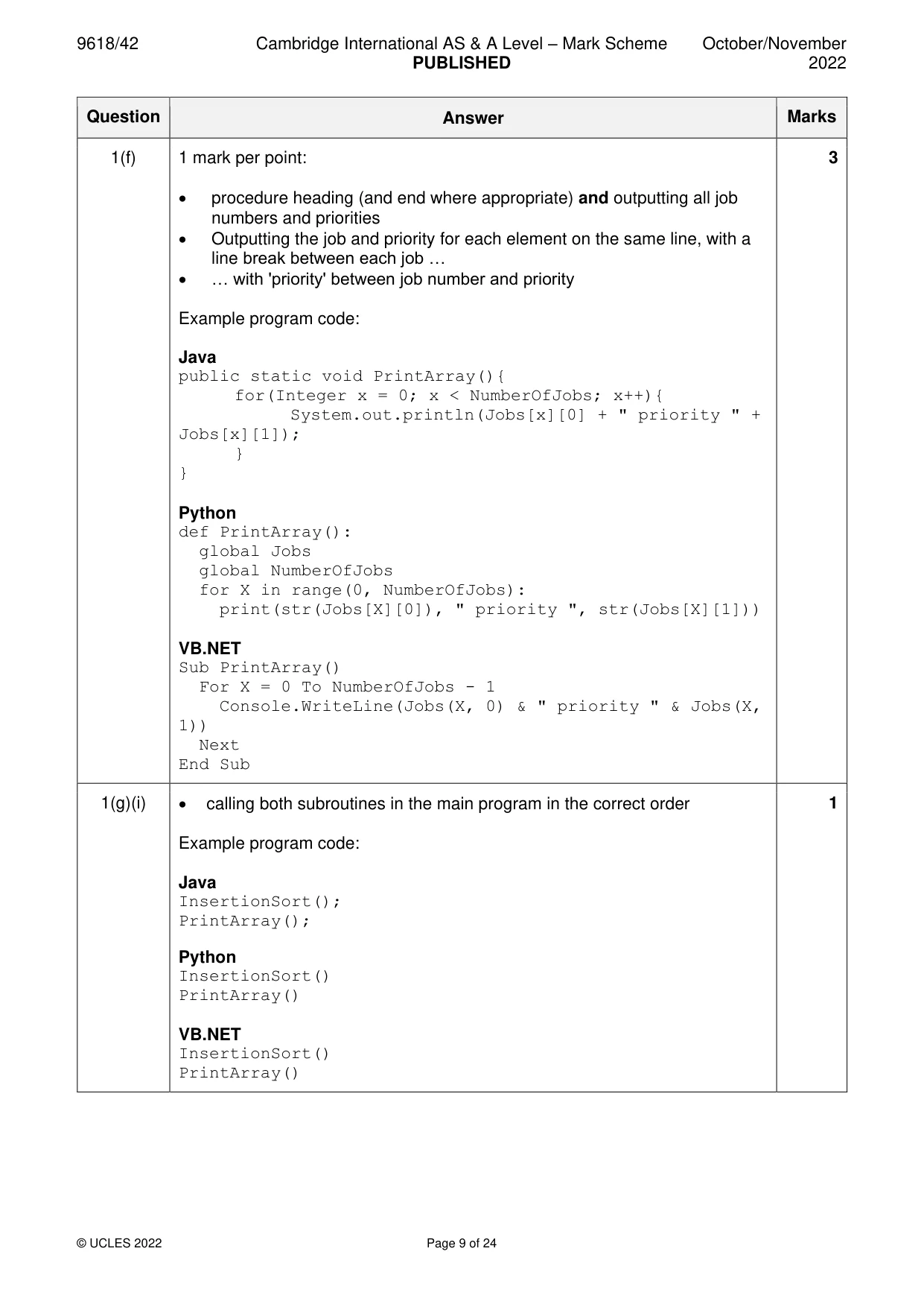 Mark scheme, page 9 of 24
