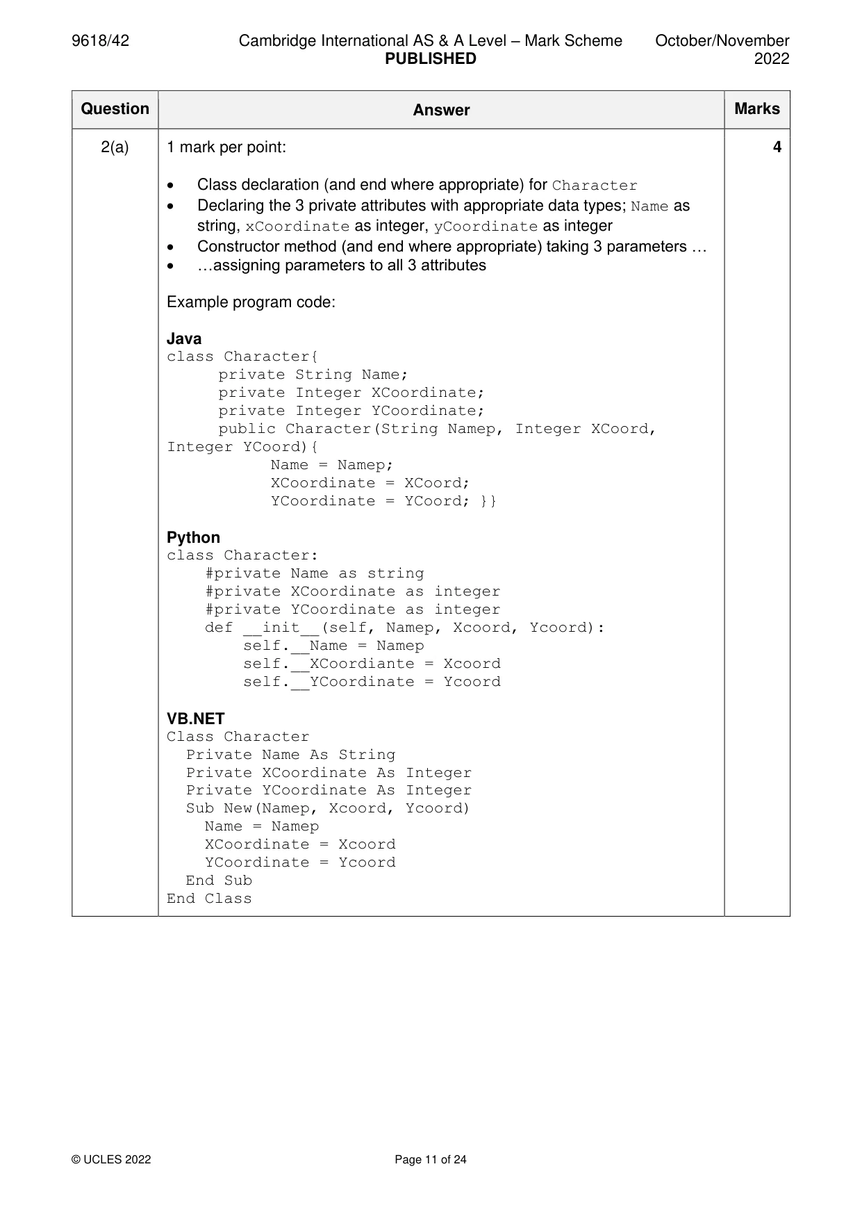 Mark scheme, page 11 of 24