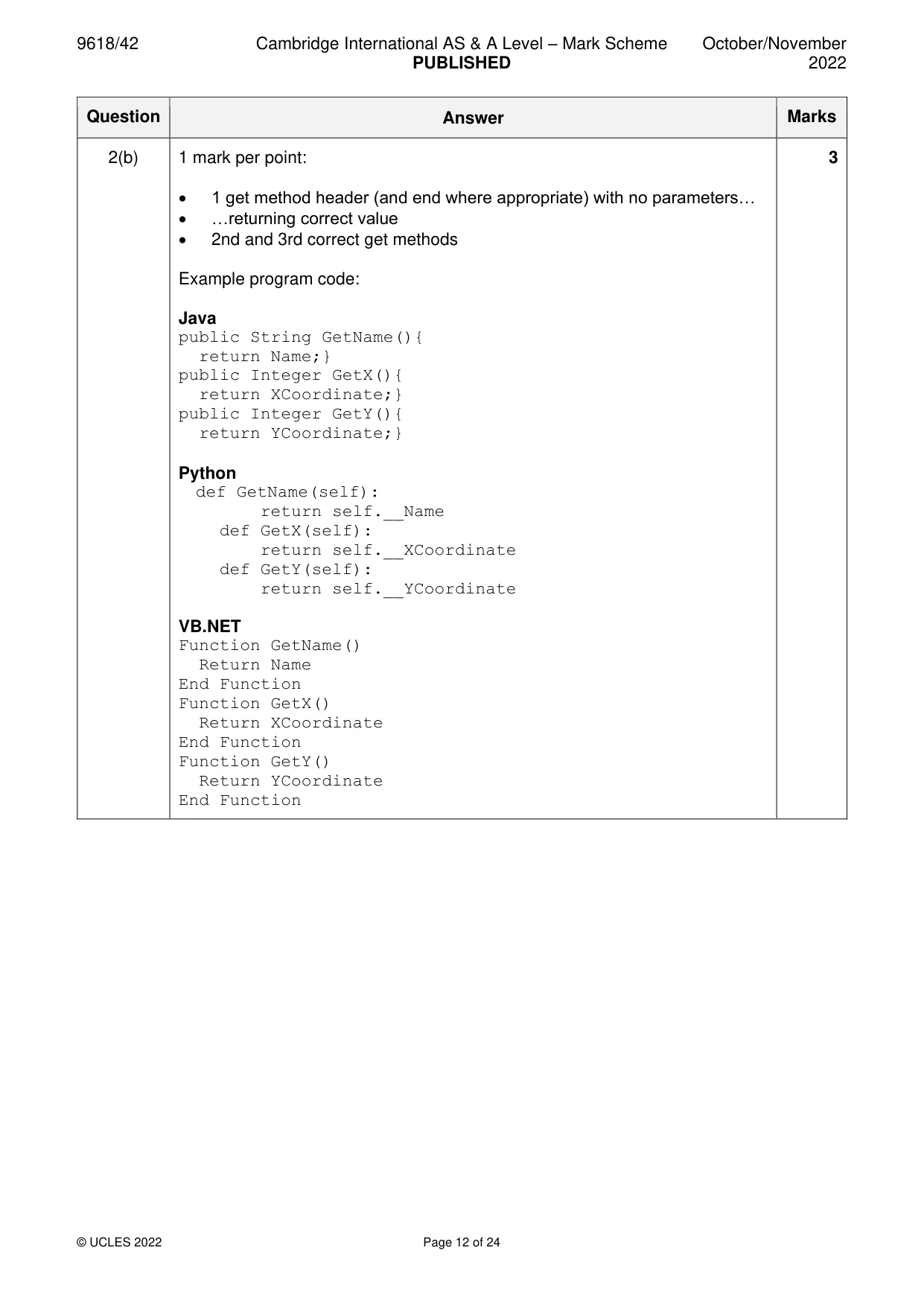 Mark scheme, page 12 of 24