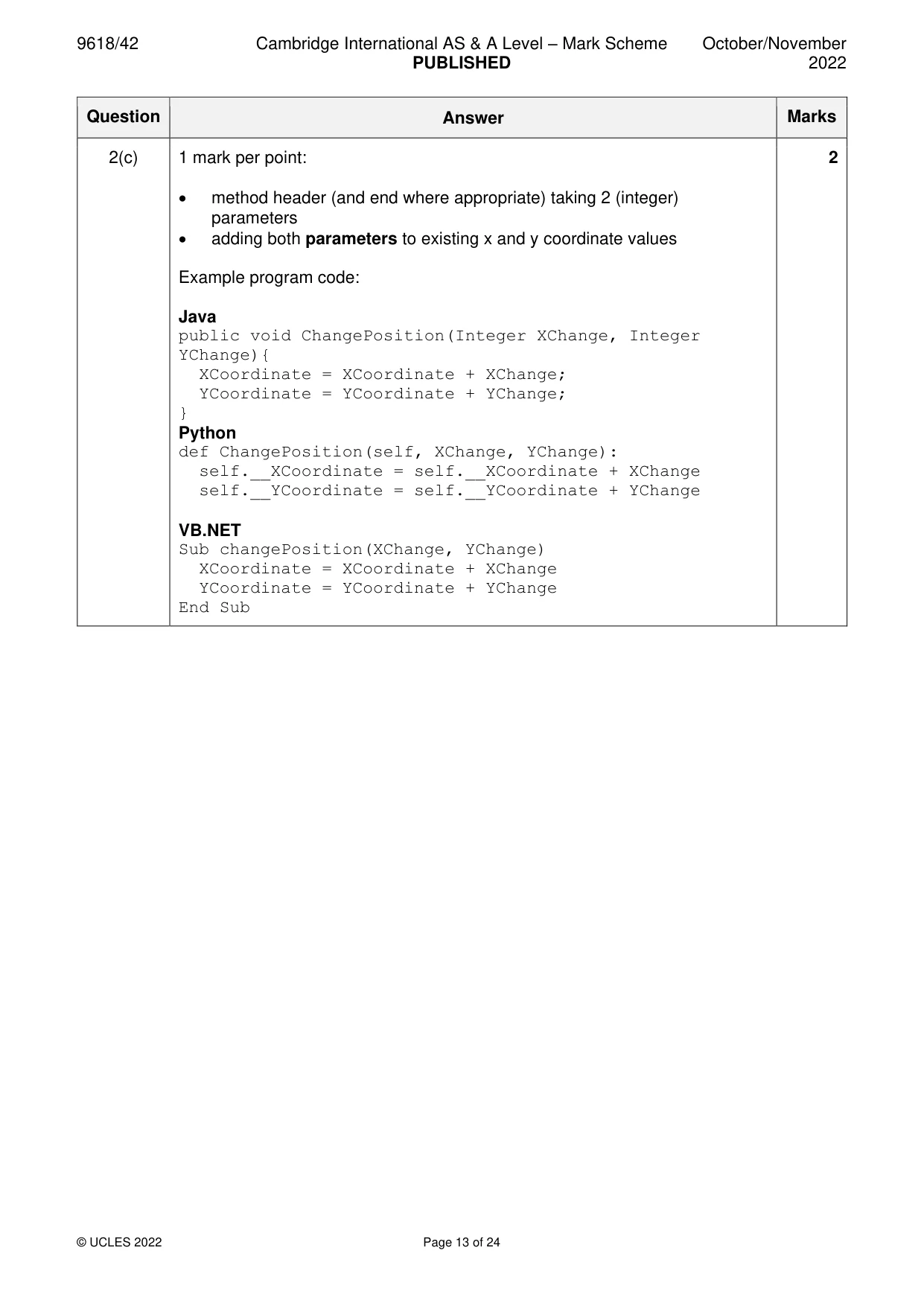 Mark scheme, page 13 of 24