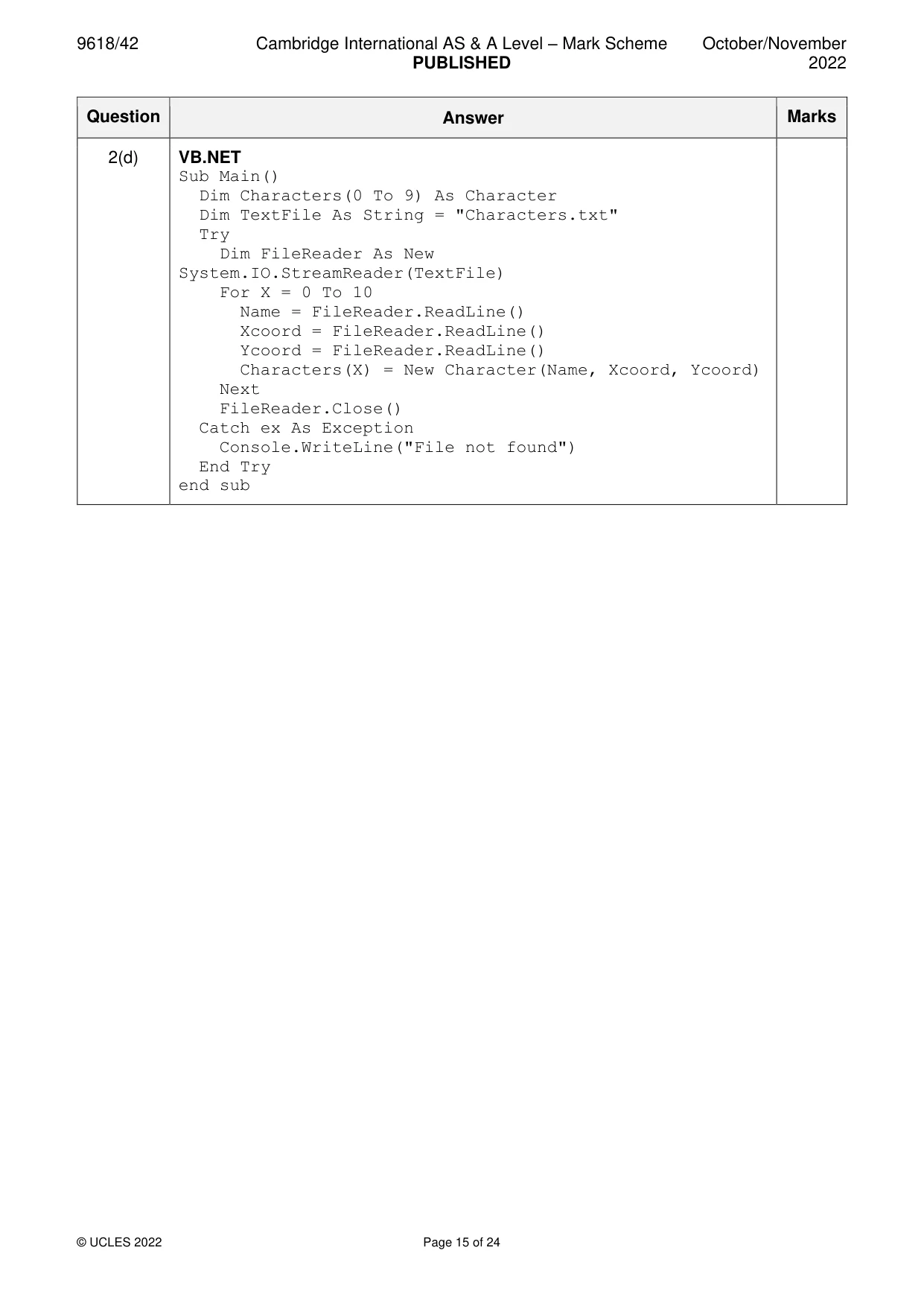 Mark scheme, page 15 of 24