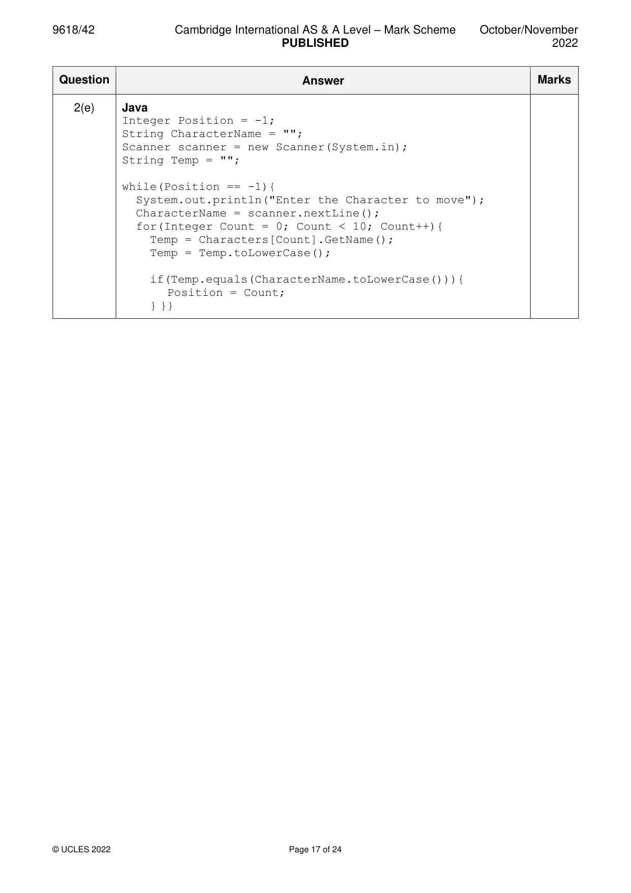 Mark scheme, page 17 of 24