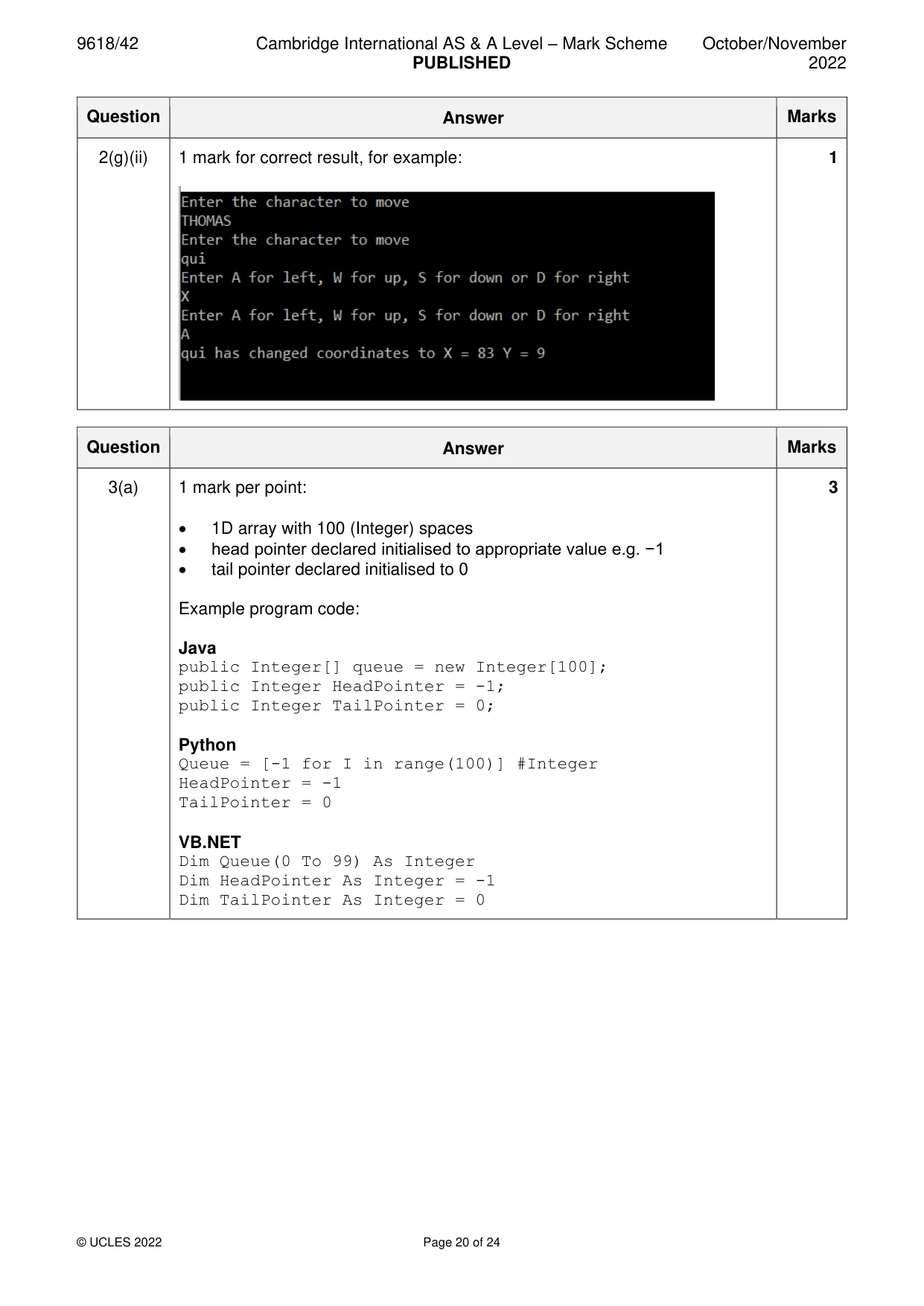 Mark scheme, page 20 of 24