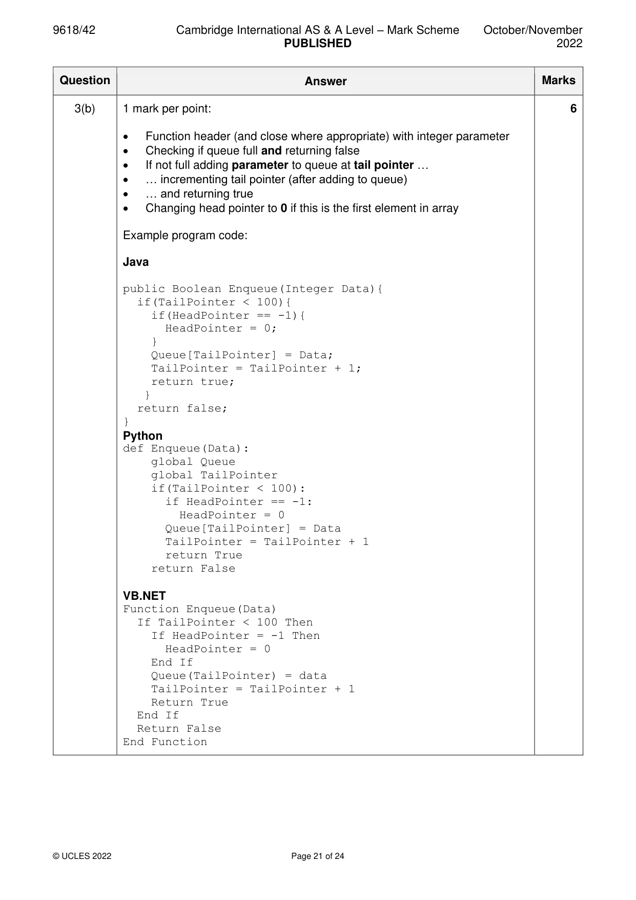 Mark scheme, page 21 of 24