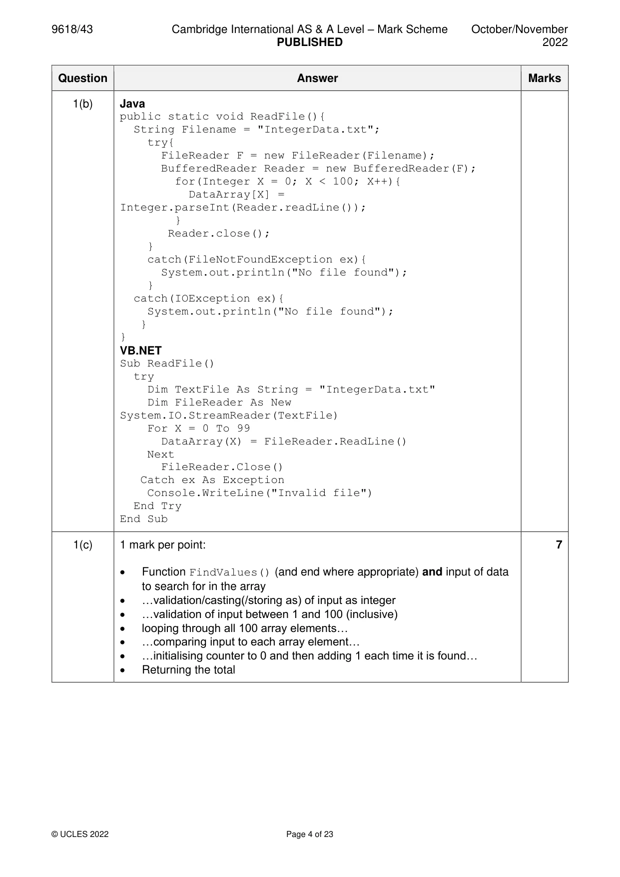 Mark scheme, page 4 of 23