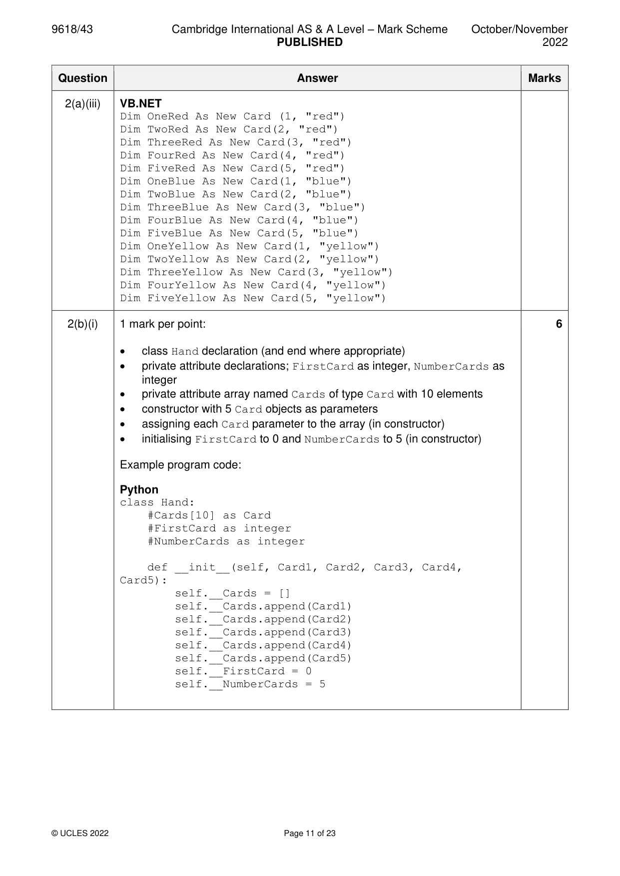 Mark scheme, page 11 of 23