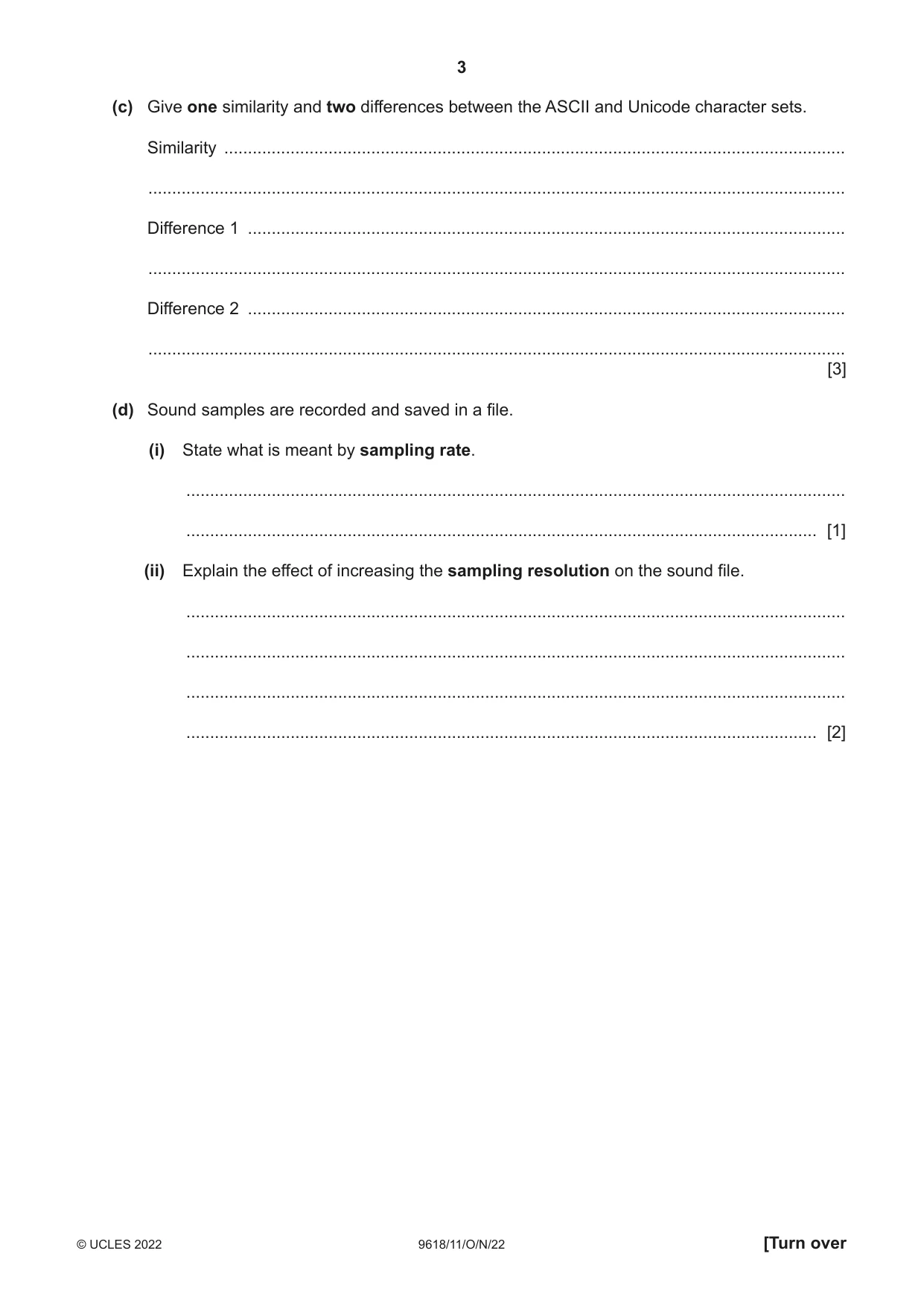 Cambridge A Level Computer Science 9618 2022 Oct/Nov Paper 1 · Variant 1 question paper, page 3 of 20