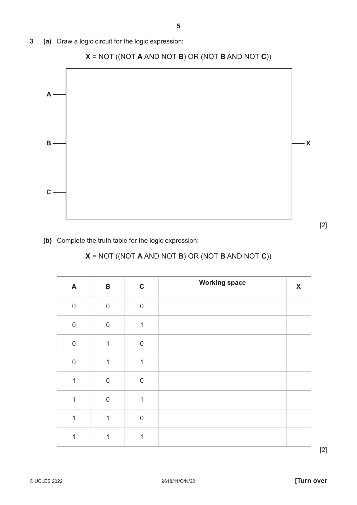 Cambridge A Level Computer Science 9618 2022 Oct/Nov Paper 1 · Variant 1 question paper, page 5 of 20