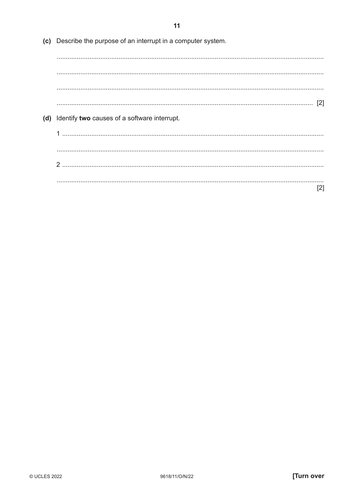 Cambridge A Level Computer Science 9618 2022 Oct/Nov Paper 1 · Variant 1 question paper, page 11 of 20