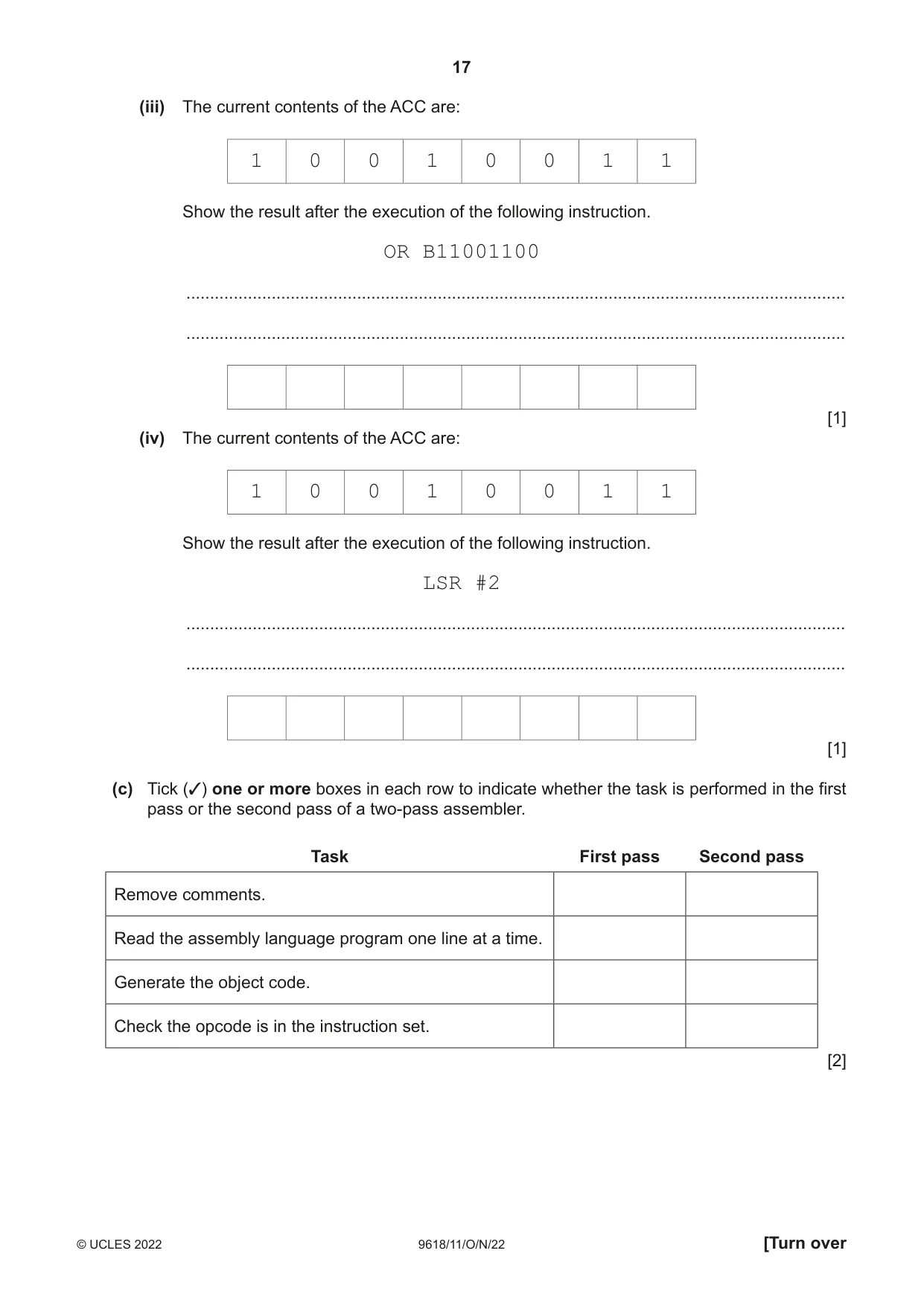 Cambridge A Level Computer Science 9618 2022 Oct/Nov Paper 1 · Variant 1 question paper, page 17 of 20