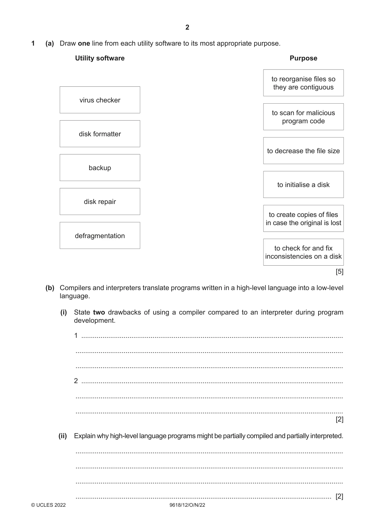 Cambridge A Level Computer Science 9618 2022 Oct/Nov Paper 1 · Variant 2 question paper, page 2 of 20