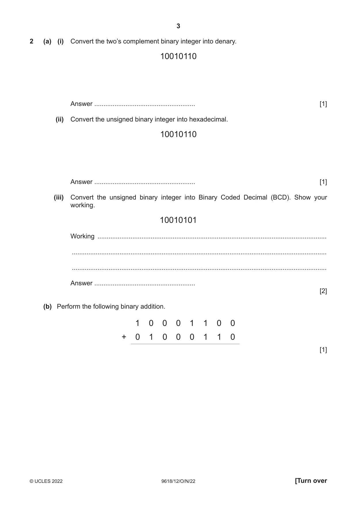Cambridge A Level Computer Science 9618 2022 Oct/Nov Paper 1 · Variant 2 question paper, page 3 of 20