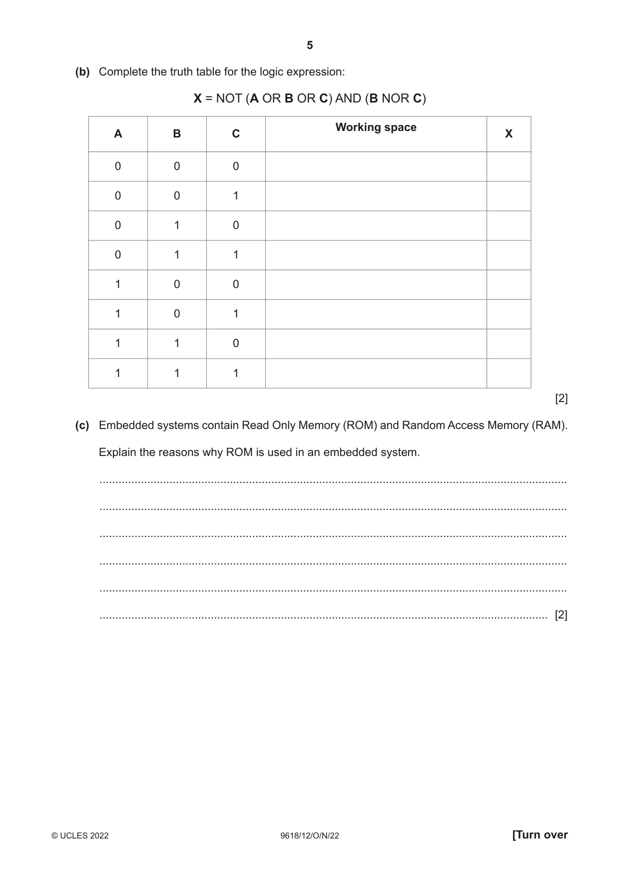 Cambridge A Level Computer Science 9618 2022 Oct/Nov Paper 1 · Variant 2 question paper, page 5 of 20