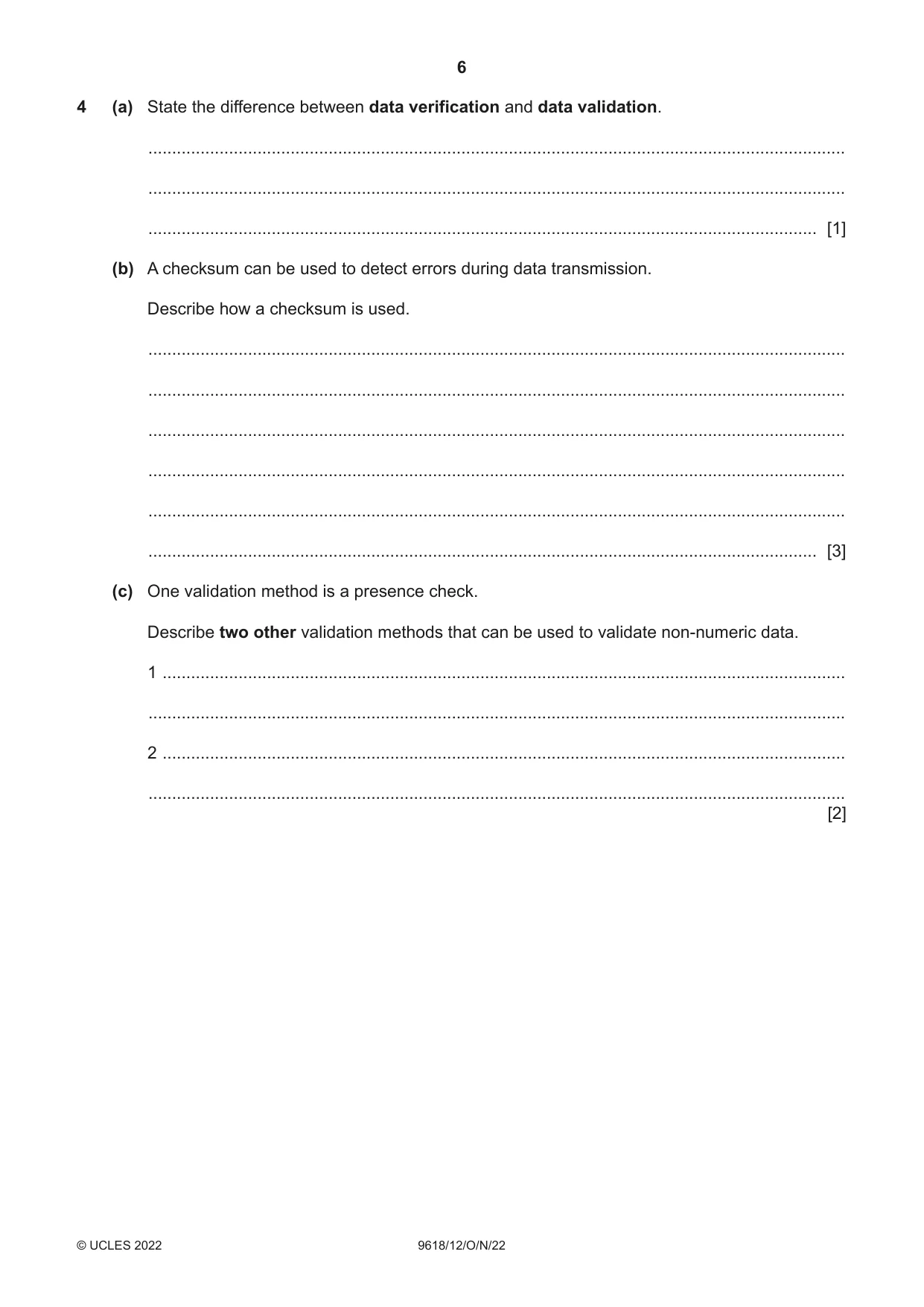 Cambridge A Level Computer Science 9618 2022 Oct/Nov Paper 1 · Variant 2 question paper, page 6 of 20
