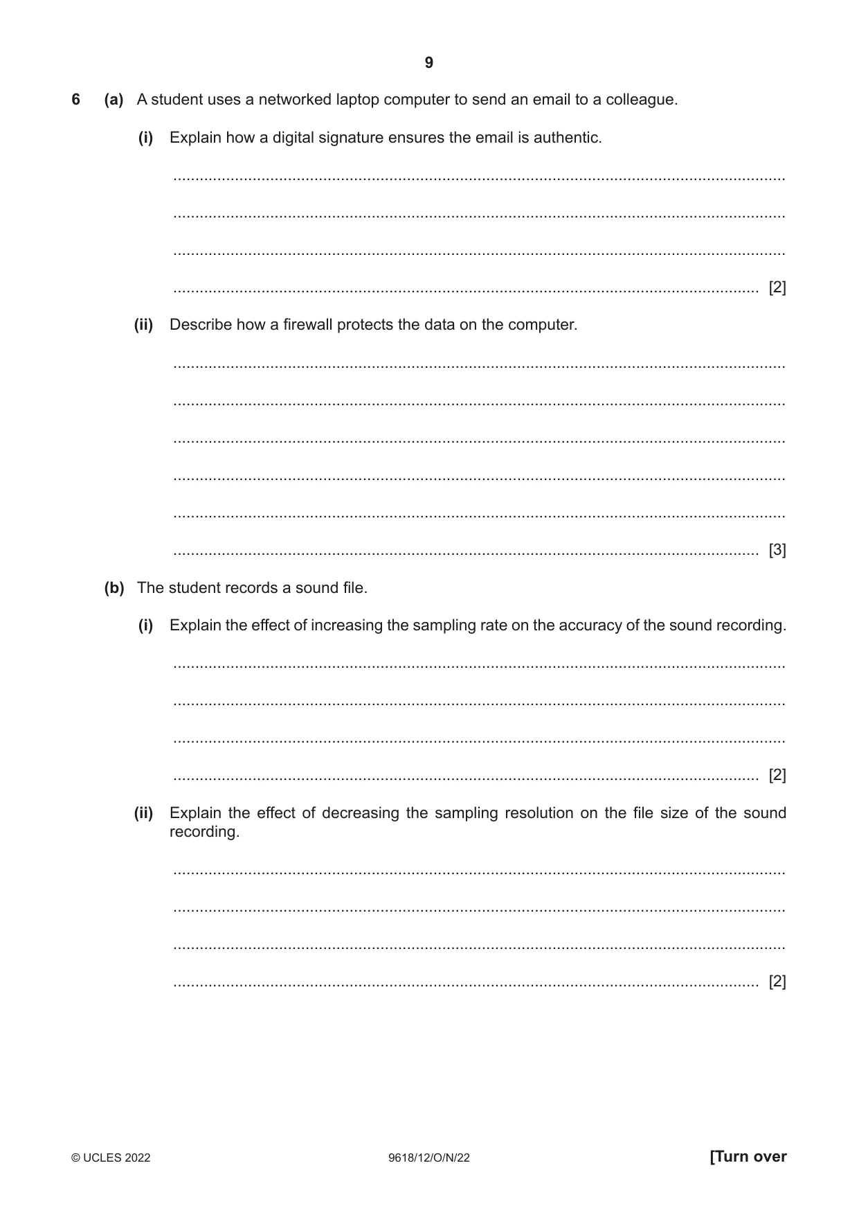 Cambridge A Level Computer Science 9618 2022 Oct/Nov Paper 1 · Variant 2 question paper, page 9 of 20