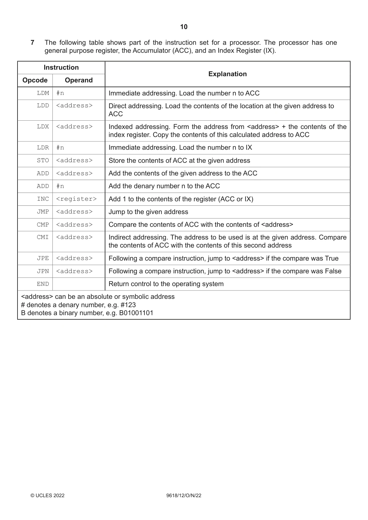 Cambridge A Level Computer Science 9618 2022 Oct/Nov Paper 1 · Variant 2 question paper, page 10 of 20