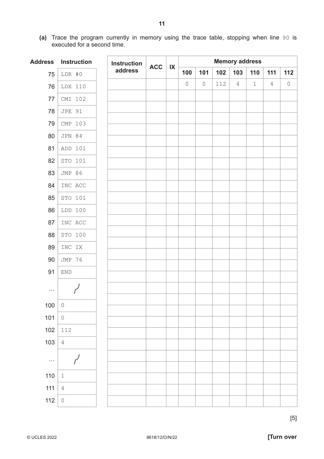 Cambridge A Level Computer Science 9618 2022 Oct/Nov Paper 1 · Variant 2 question paper, page 11 of 20