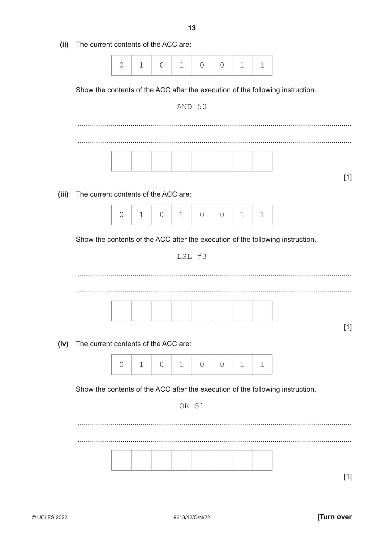 Cambridge A Level Computer Science 9618 2022 Oct/Nov Paper 1 · Variant 2 question paper, page 13 of 20
