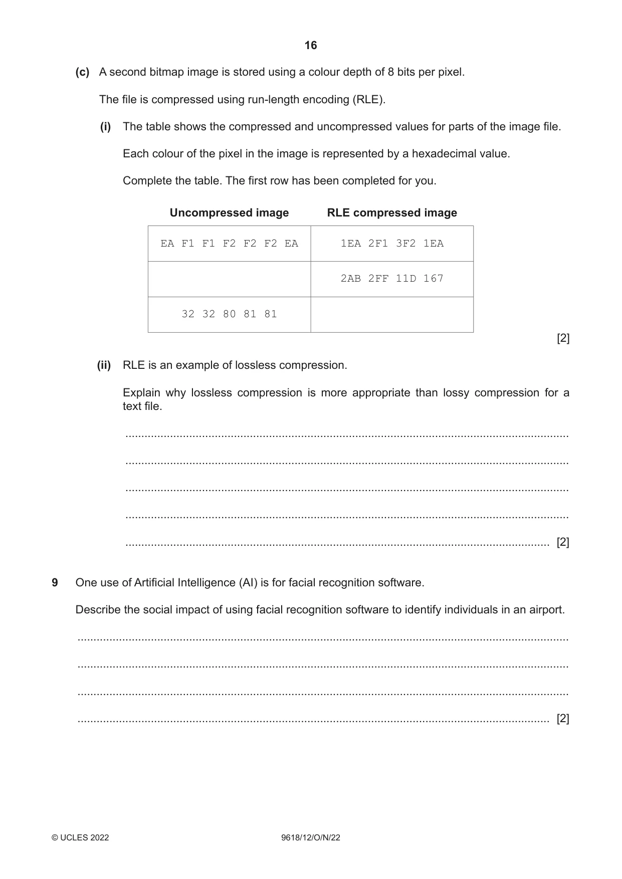 Cambridge A Level Computer Science 9618 2022 Oct/Nov Paper 1 · Variant 2 question paper, page 16 of 20