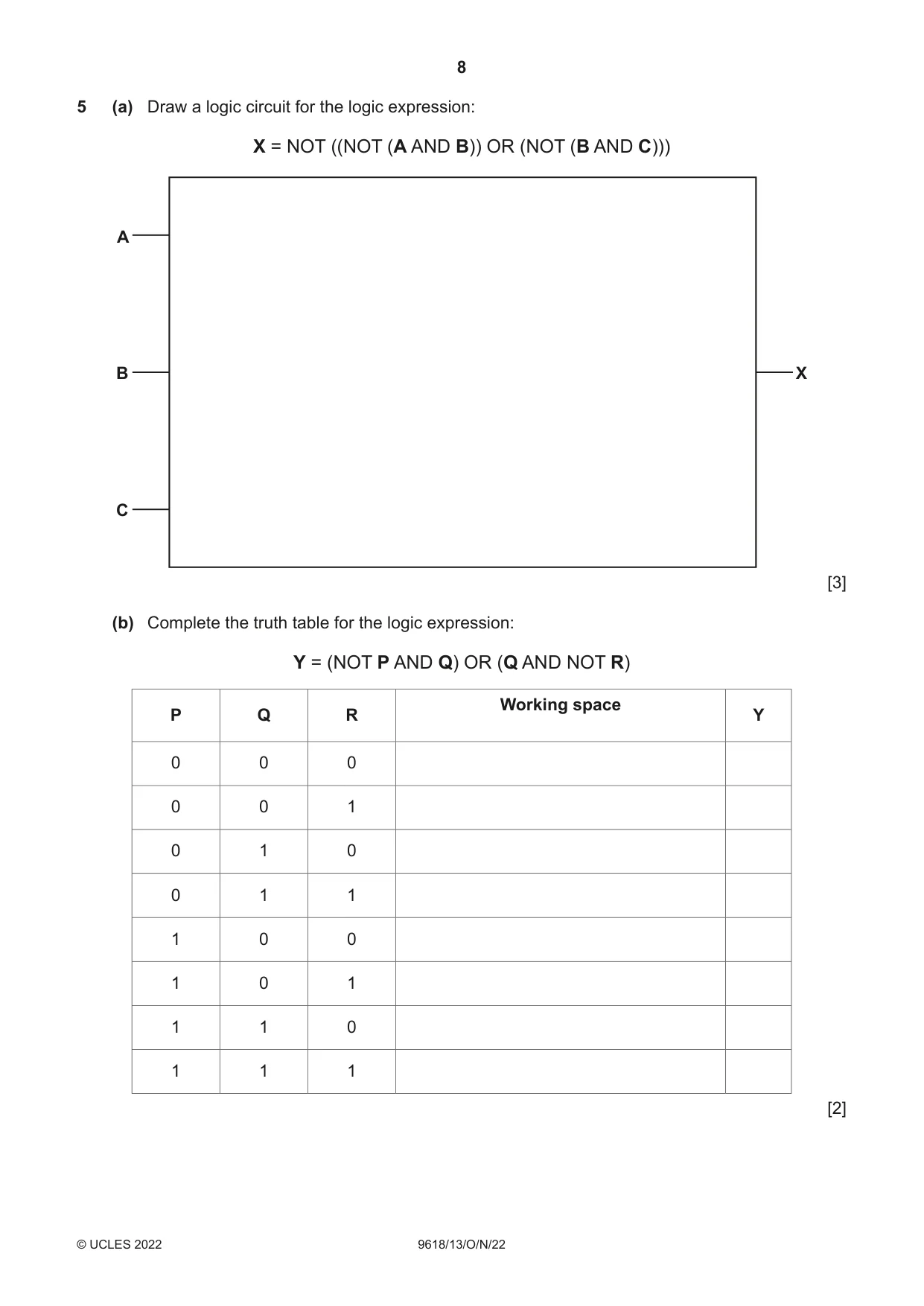 Cambridge A Level Computer Science 9618 2022 Oct/Nov Paper 1 · Variant 3 question paper, page 8 of 20