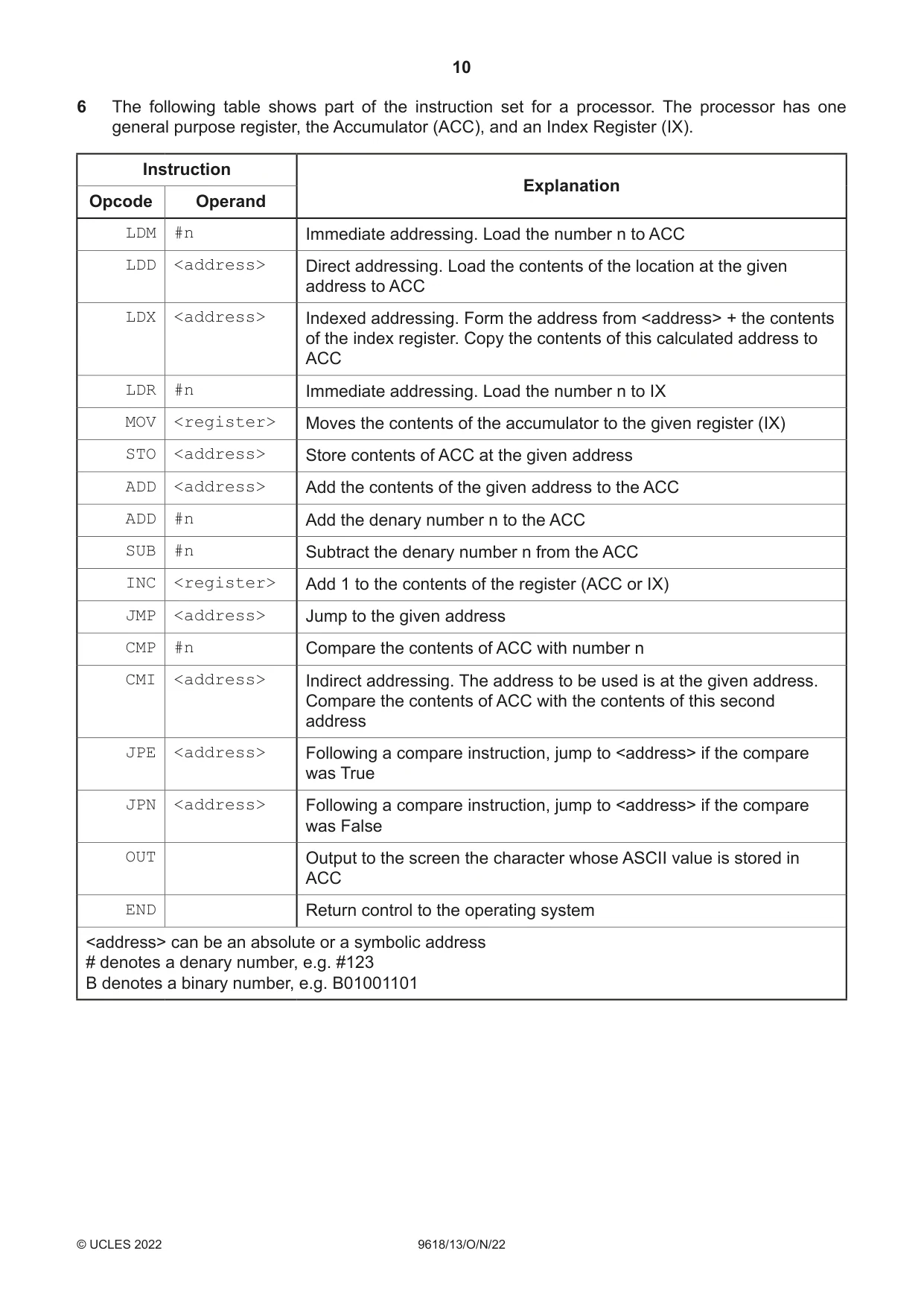 Cambridge A Level Computer Science 9618 2022 Oct/Nov Paper 1 · Variant 3 question paper, page 10 of 20