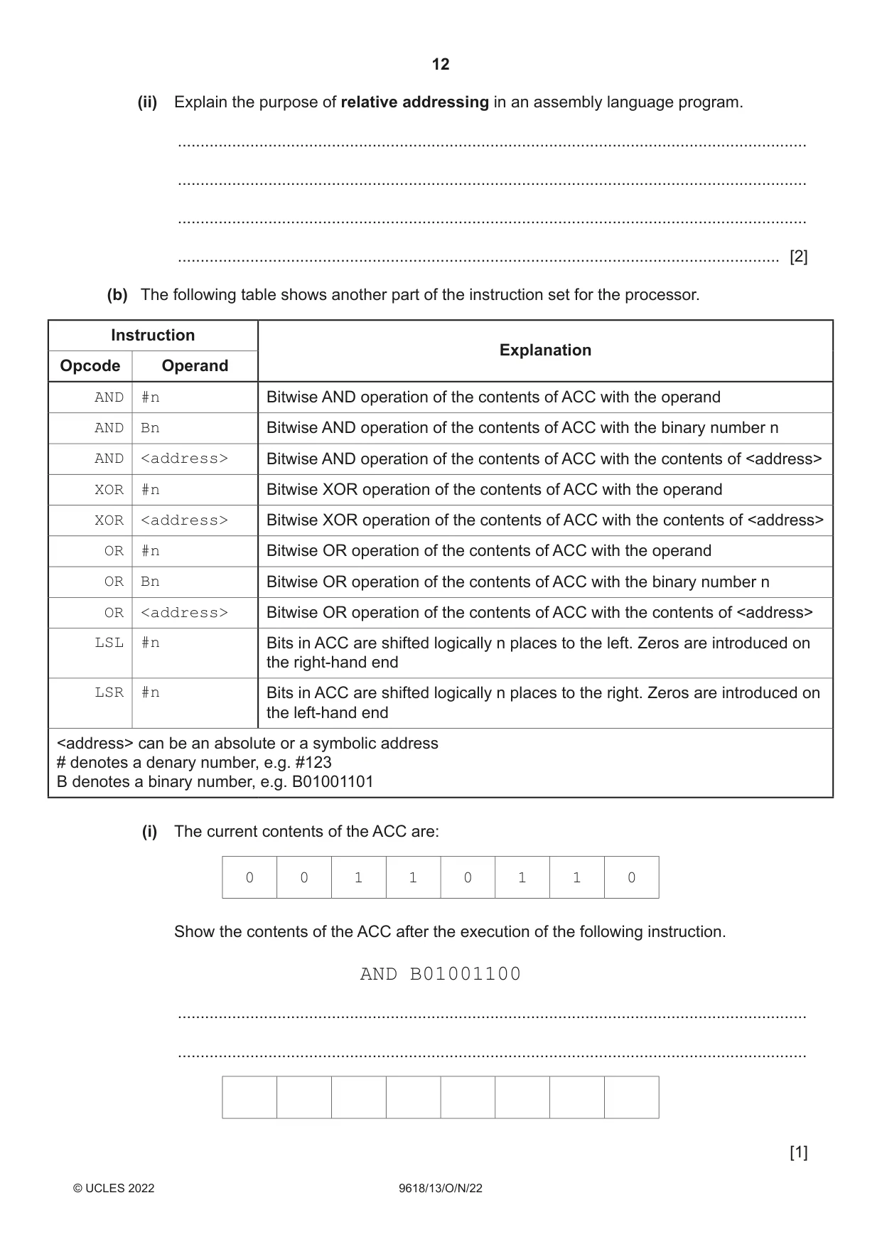 Cambridge A Level Computer Science 9618 2022 Oct/Nov Paper 1 · Variant 3 question paper, page 12 of 20