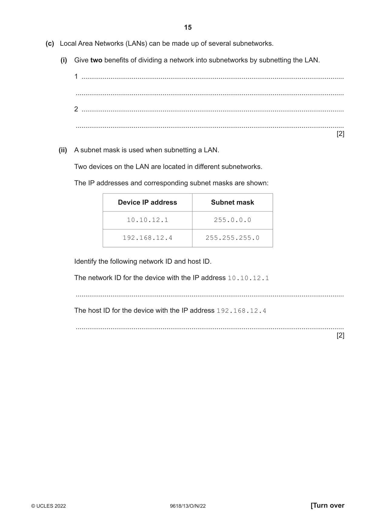 Cambridge A Level Computer Science 9618 2022 Oct/Nov Paper 1 · Variant 3 question paper, page 15 of 20