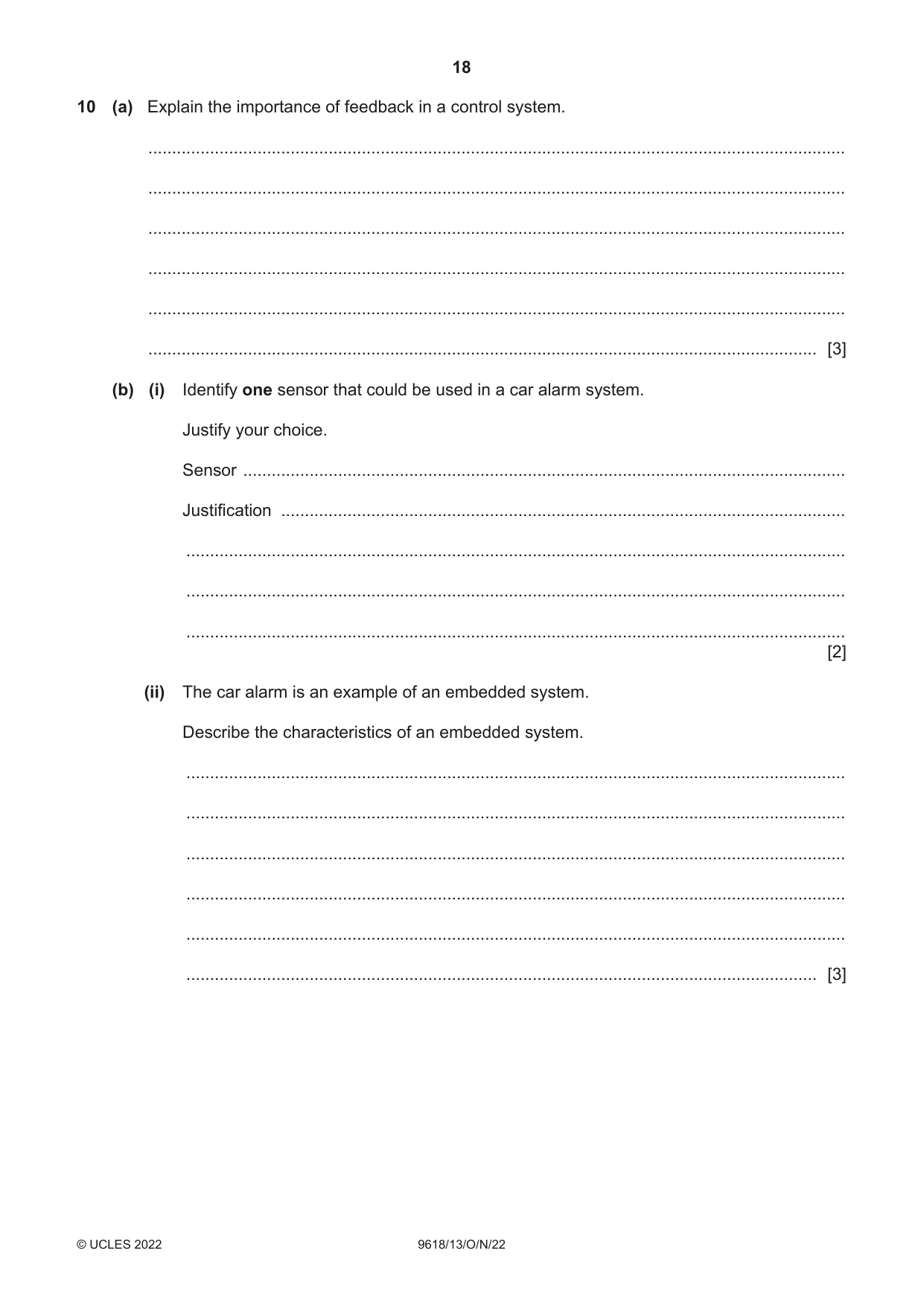 Cambridge A Level Computer Science 9618 2022 Oct/Nov Paper 1 · Variant 3 question paper, page 18 of 20