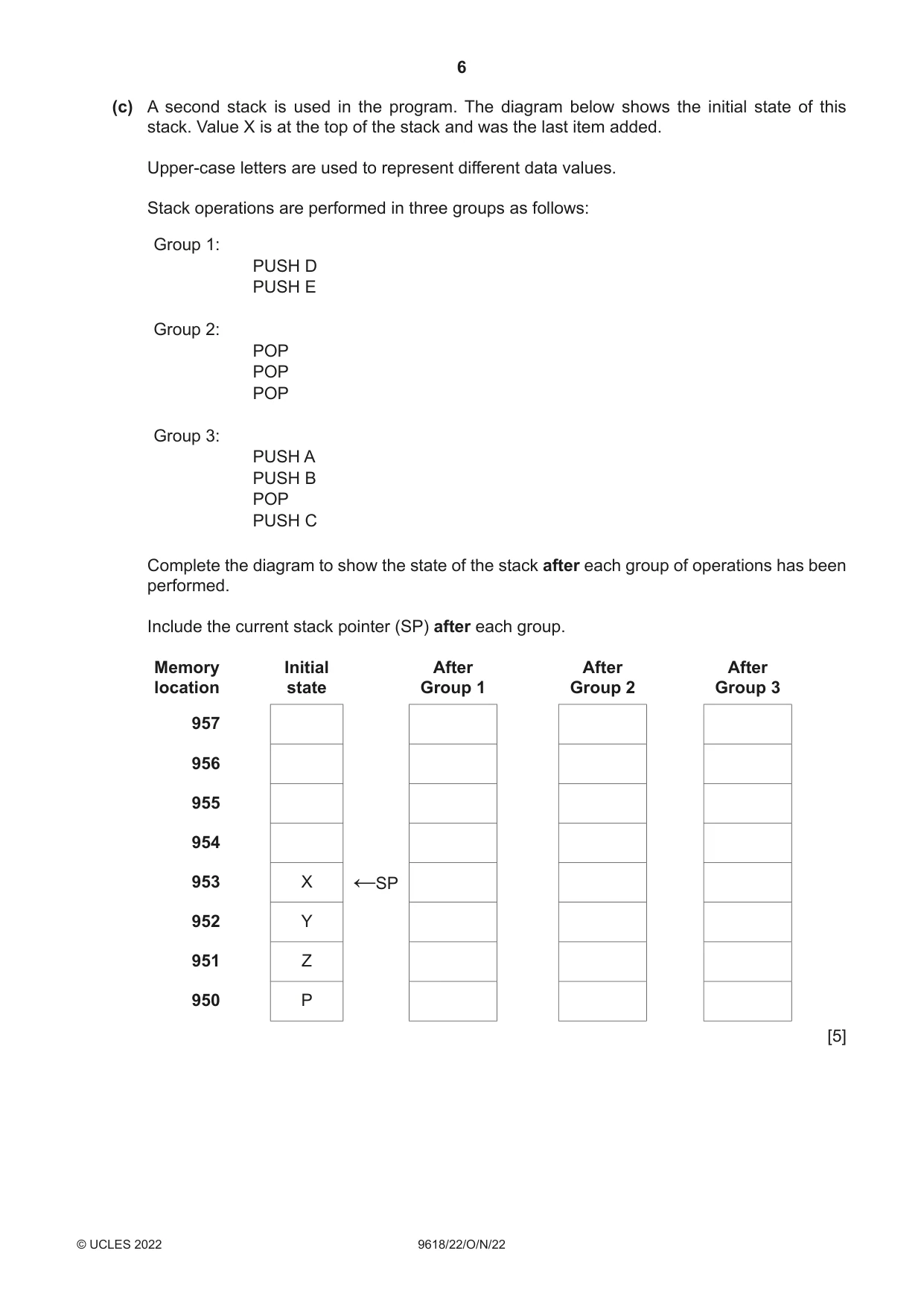 Cambridge A Level Computer Science 9618 2022 Oct/Nov Paper 2 · Variant 2 question paper, page 6 of 20