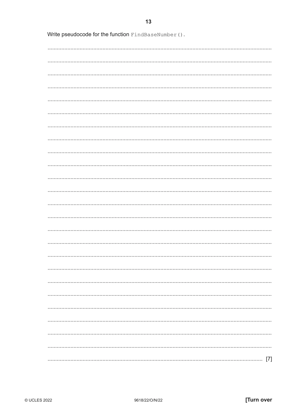 Cambridge A Level Computer Science 9618 2022 Oct/Nov Paper 2 · Variant 2 question paper, page 13 of 20