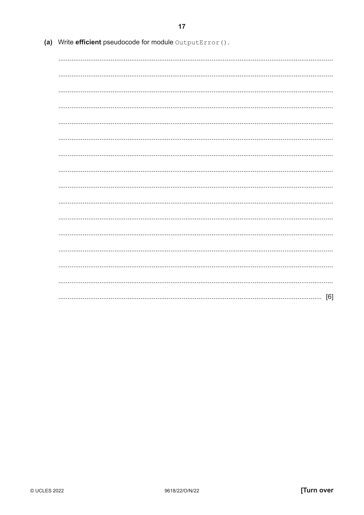 Cambridge A Level Computer Science 9618 2022 Oct/Nov Paper 2 · Variant 2 question paper, page 17 of 20