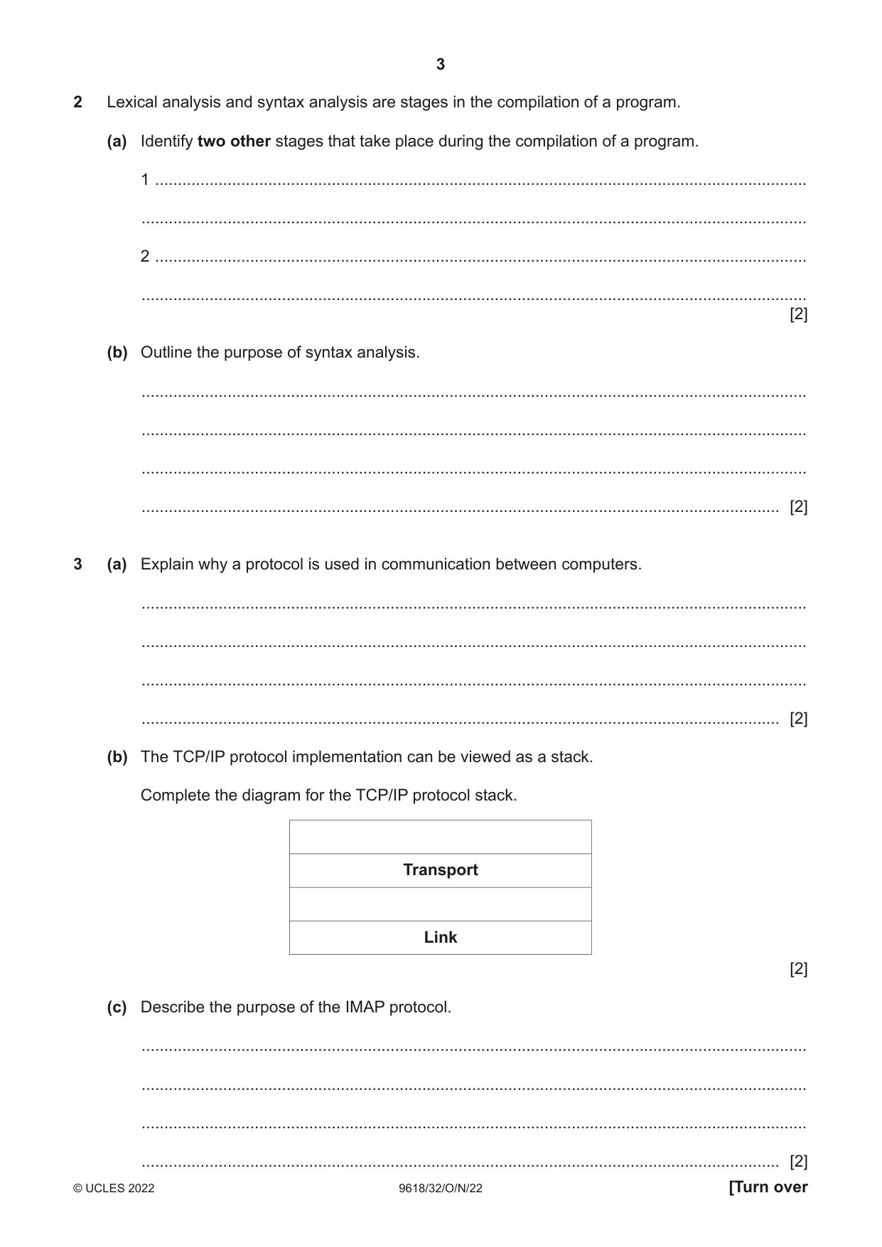 Cambridge A Level Computer Science 9618 2022 Oct/Nov Paper 3 · Variant 2 question paper, page 3 of 12