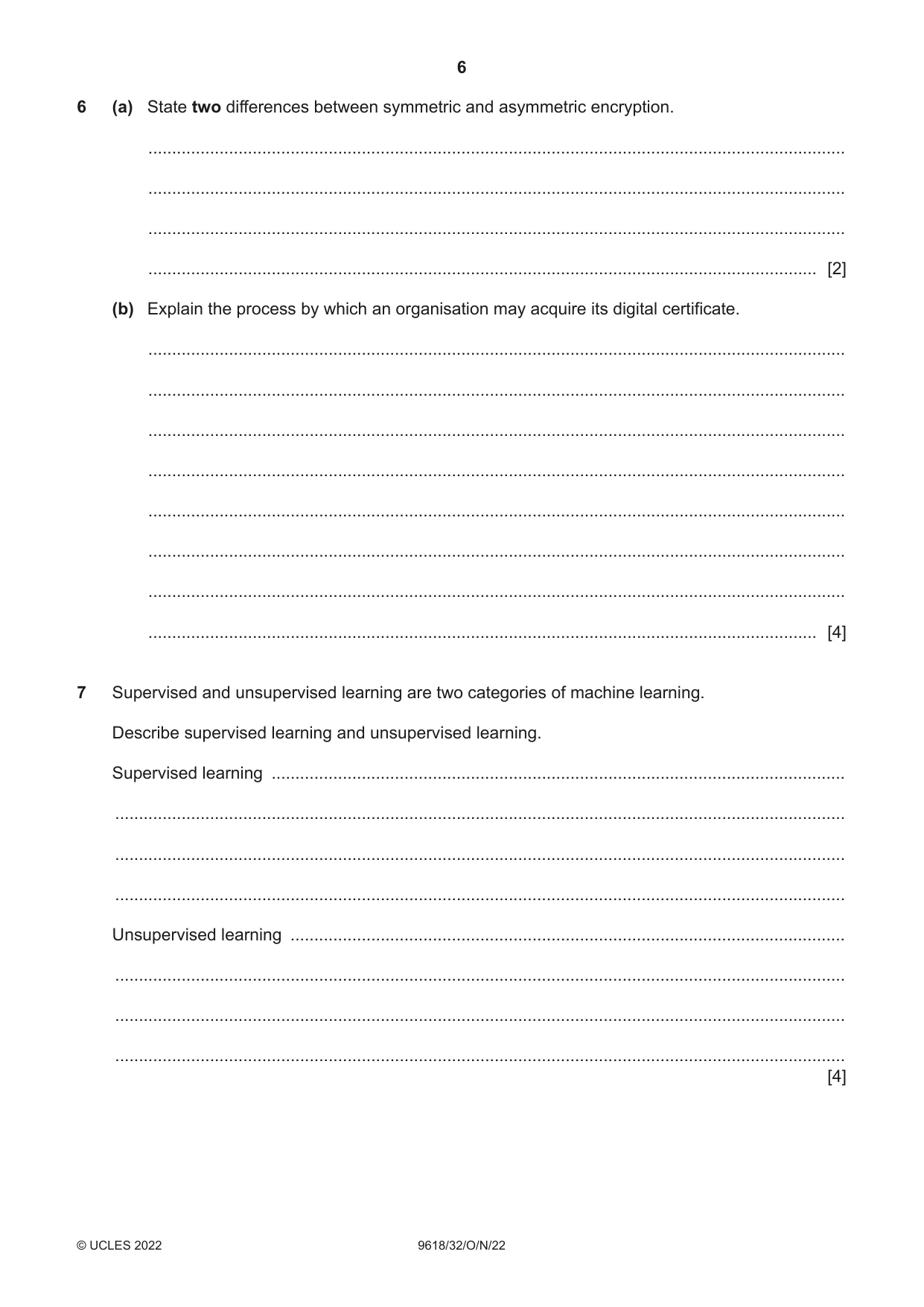 Cambridge A Level Computer Science 9618 2022 Oct/Nov Paper 3 · Variant 2 question paper, page 6 of 12