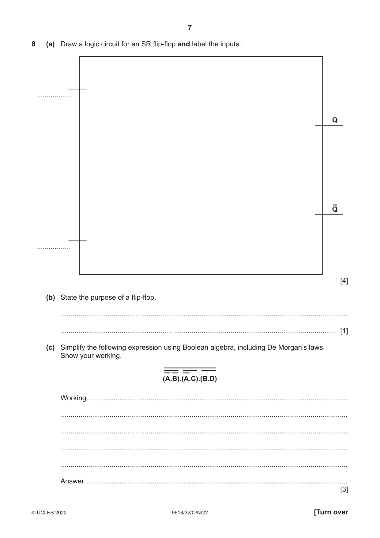 Cambridge A Level Computer Science 9618 2022 Oct/Nov Paper 3 · Variant 2 question paper, page 7 of 12
