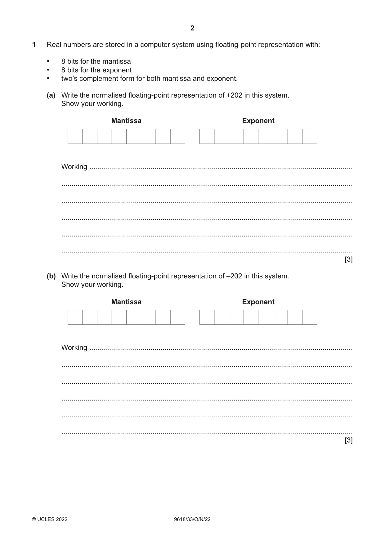 Cambridge A Level Computer Science 9618 2022 Oct/Nov Paper 3 · Variant 3 question paper, page 2 of 12