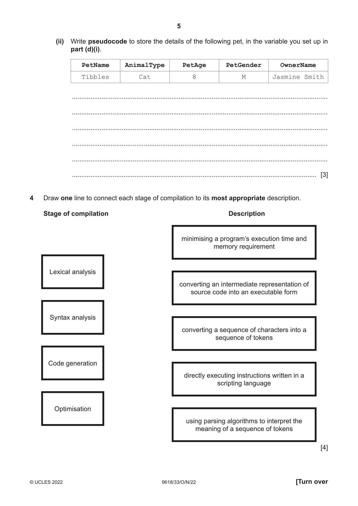 Cambridge A Level Computer Science 9618 2022 Oct/Nov Paper 3 · Variant 3 question paper, page 5 of 12