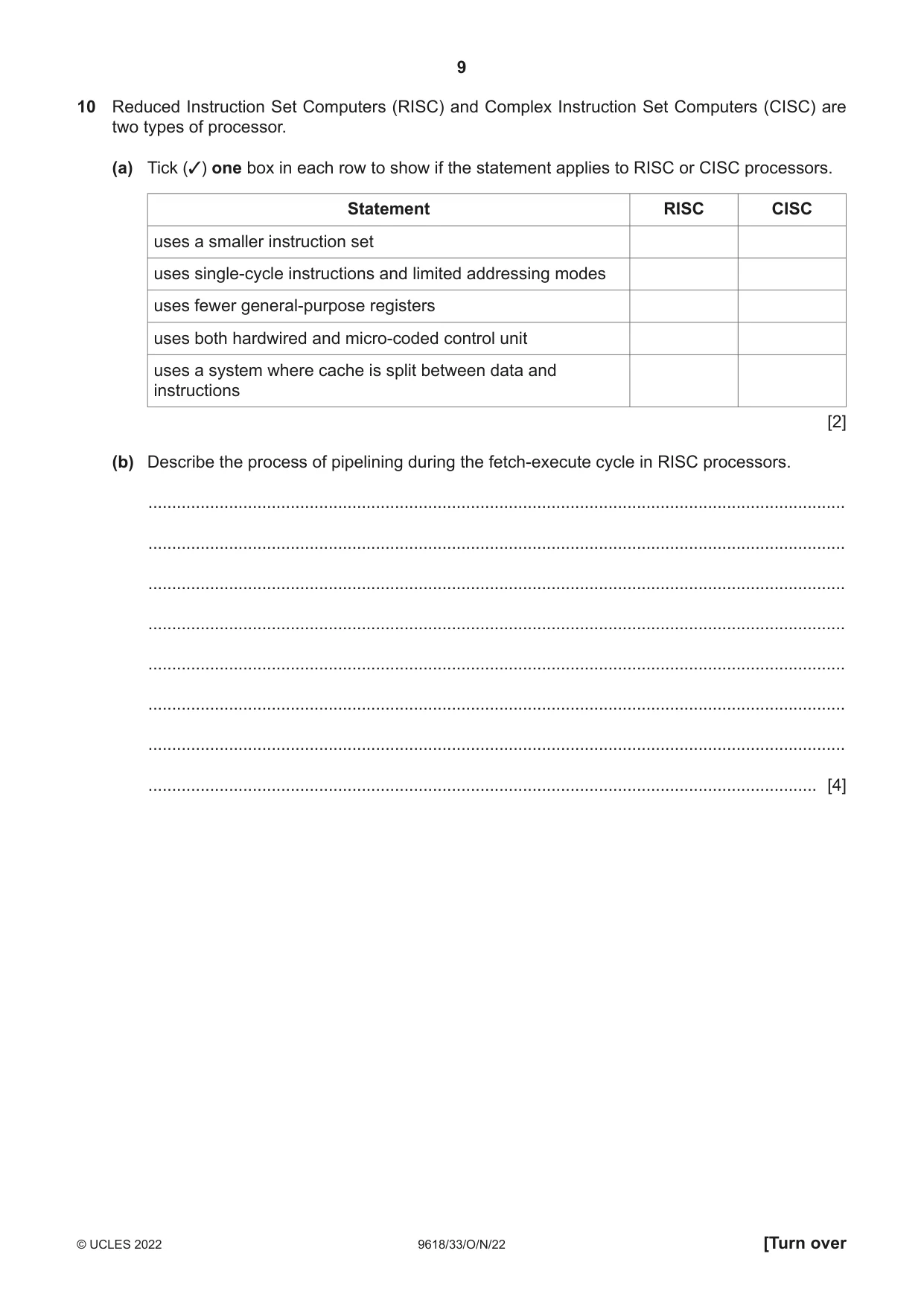 Cambridge A Level Computer Science 9618 2022 Oct/Nov Paper 3 · Variant 3 question paper, page 9 of 12