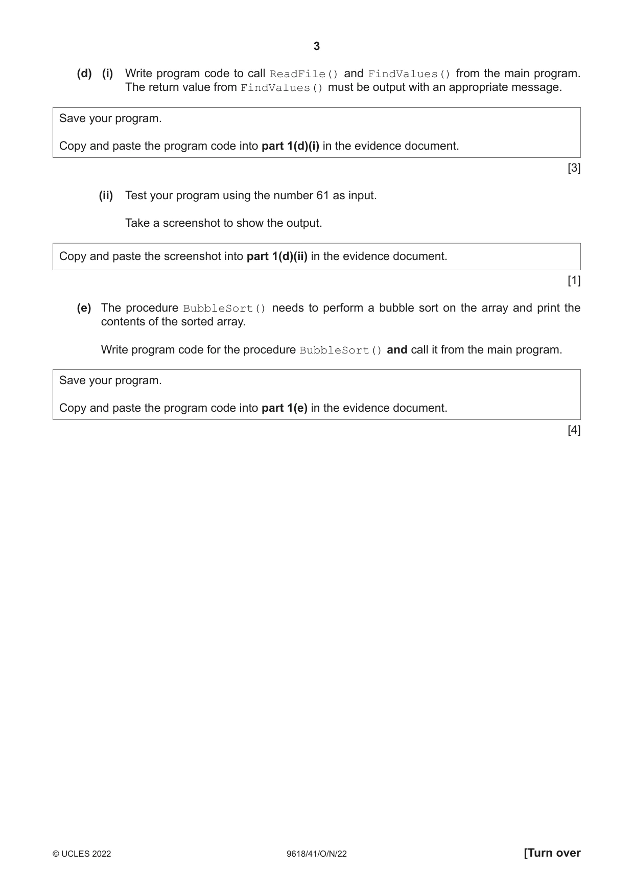 Cambridge A Level Computer Science 9618 2022 Oct/Nov Paper 4 · Variant 1 question paper, page 3 of 12