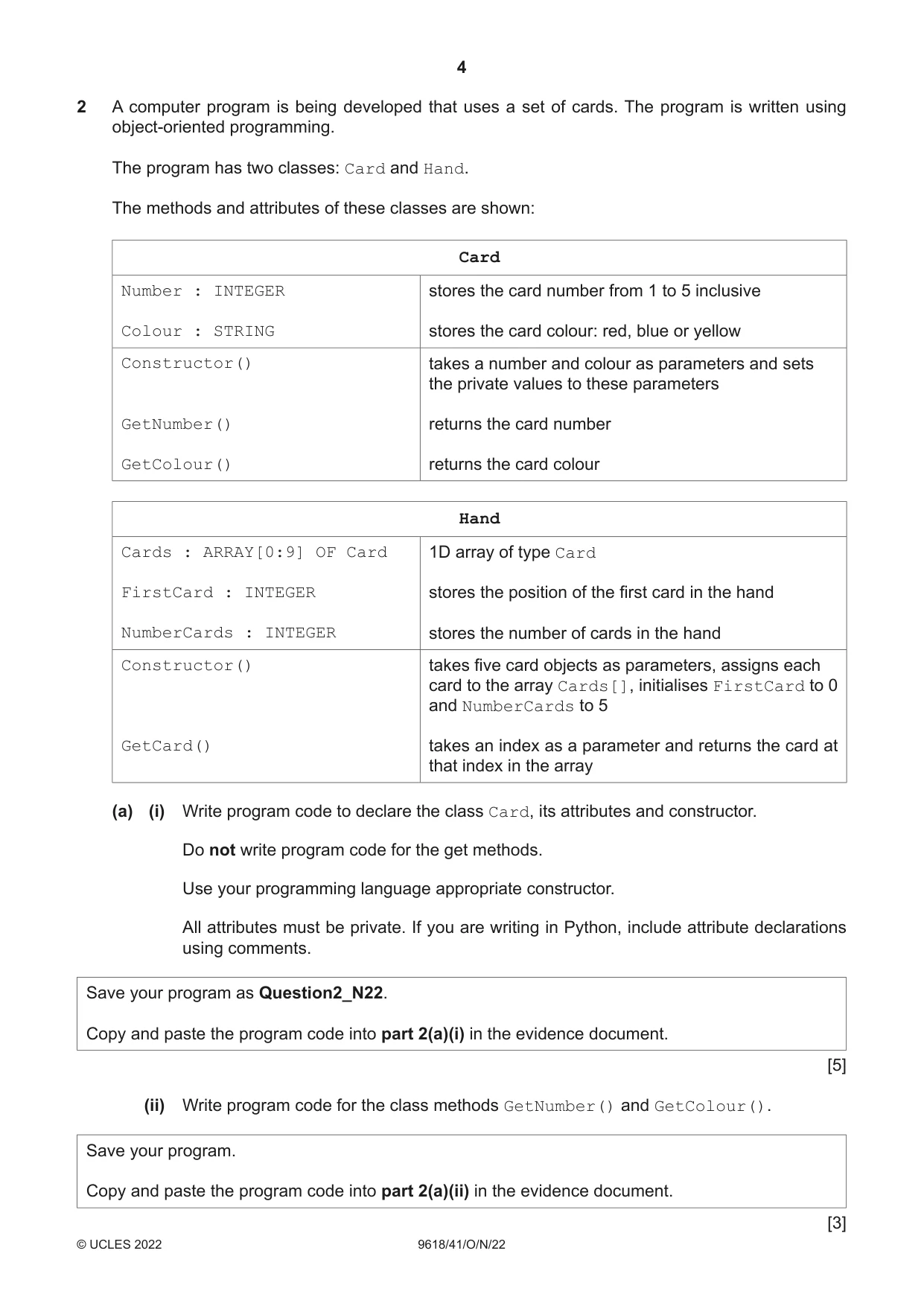 Cambridge A Level Computer Science 9618 2022 Oct/Nov Paper 4 · Variant 1 question paper, page 4 of 12