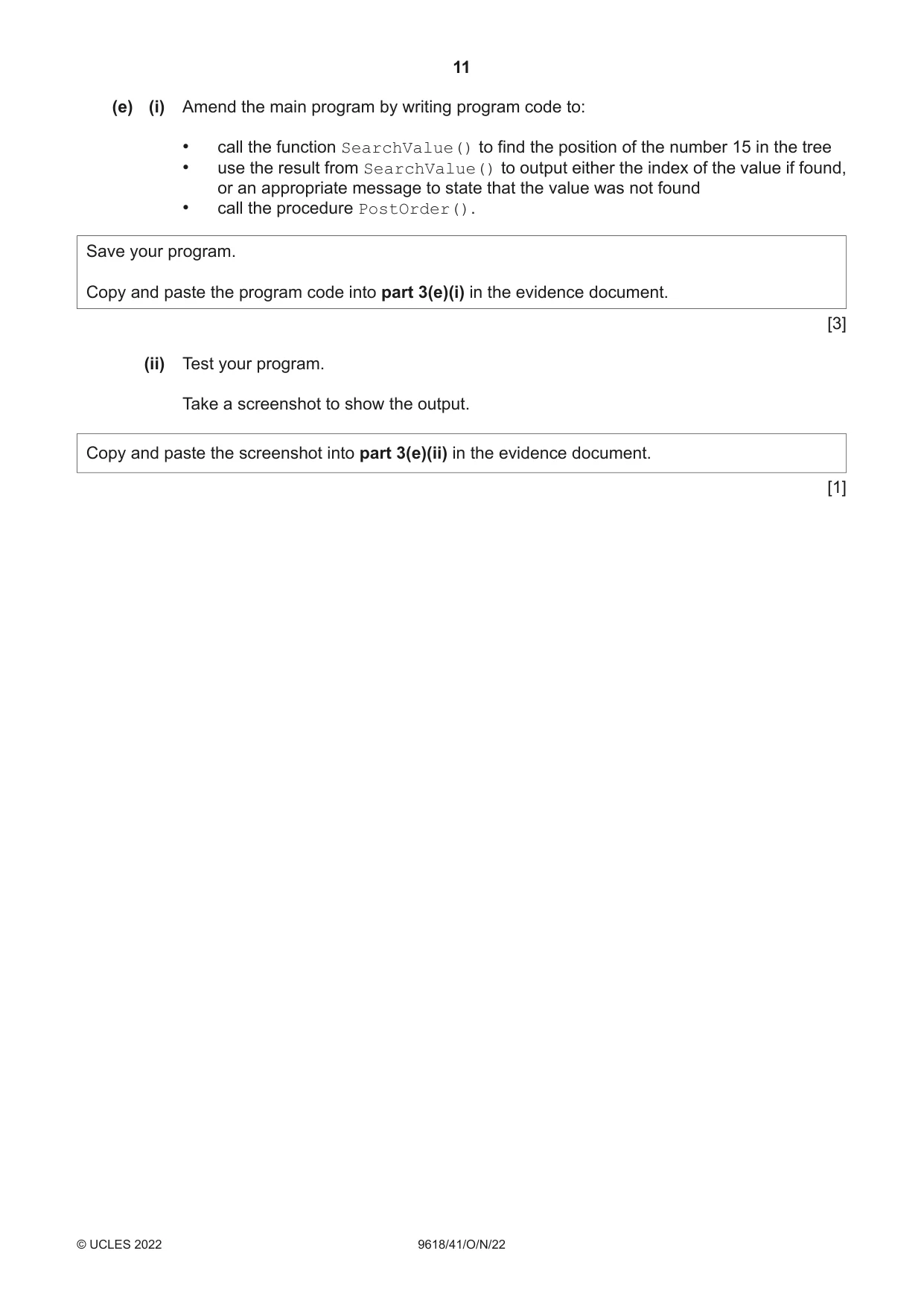 Cambridge A Level Computer Science 9618 2022 Oct/Nov Paper 4 · Variant 1 question paper, page 11 of 12