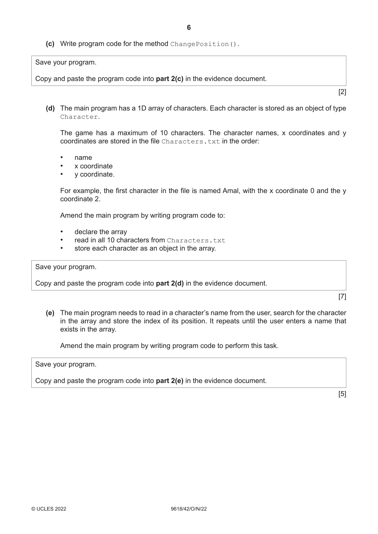 Cambridge A Level Computer Science 9618 2022 Oct/Nov Paper 4 · Variant 2 question paper, page 6 of 12