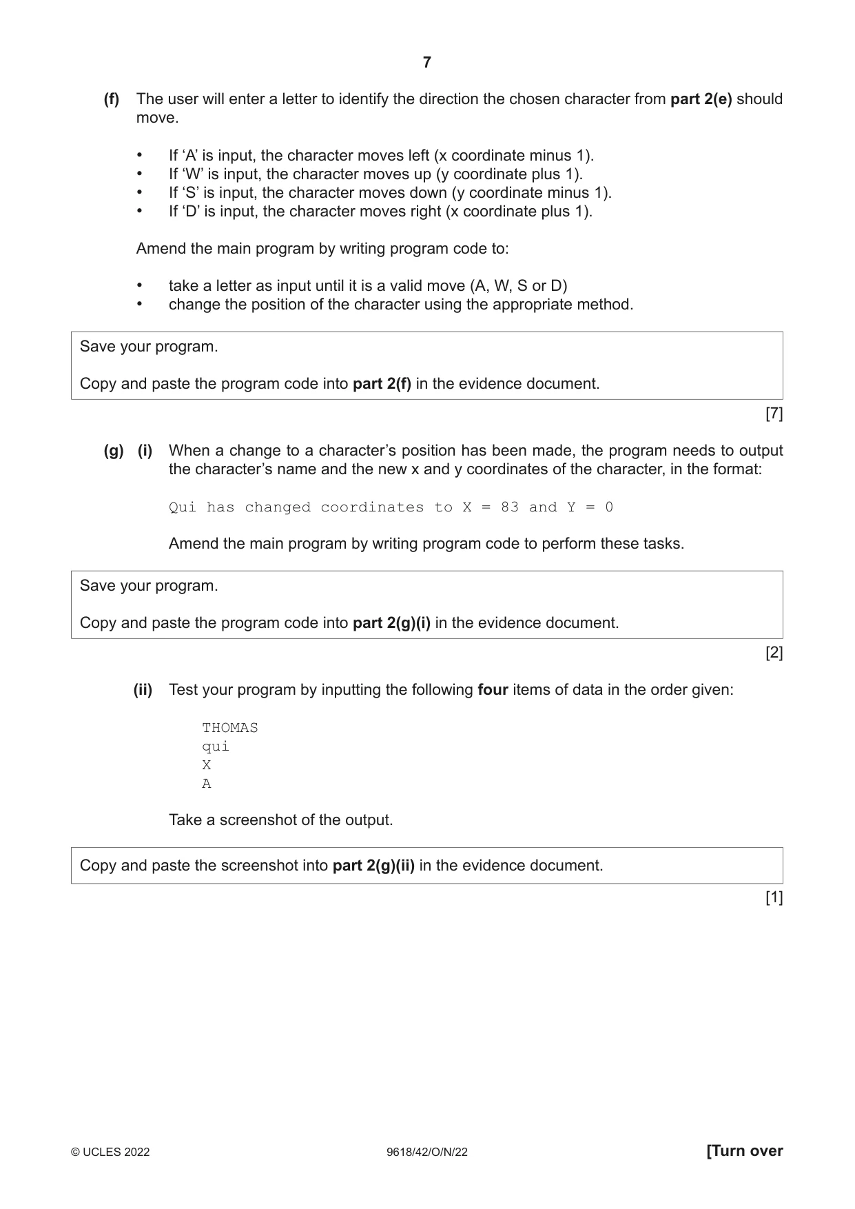 Cambridge A Level Computer Science 9618 2022 Oct/Nov Paper 4 · Variant 2 question paper, page 7 of 12