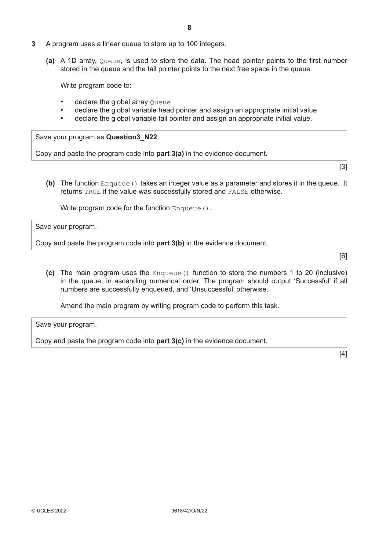 Cambridge A Level Computer Science 9618 2022 Oct/Nov Paper 4 · Variant 2 question paper, page 8 of 12