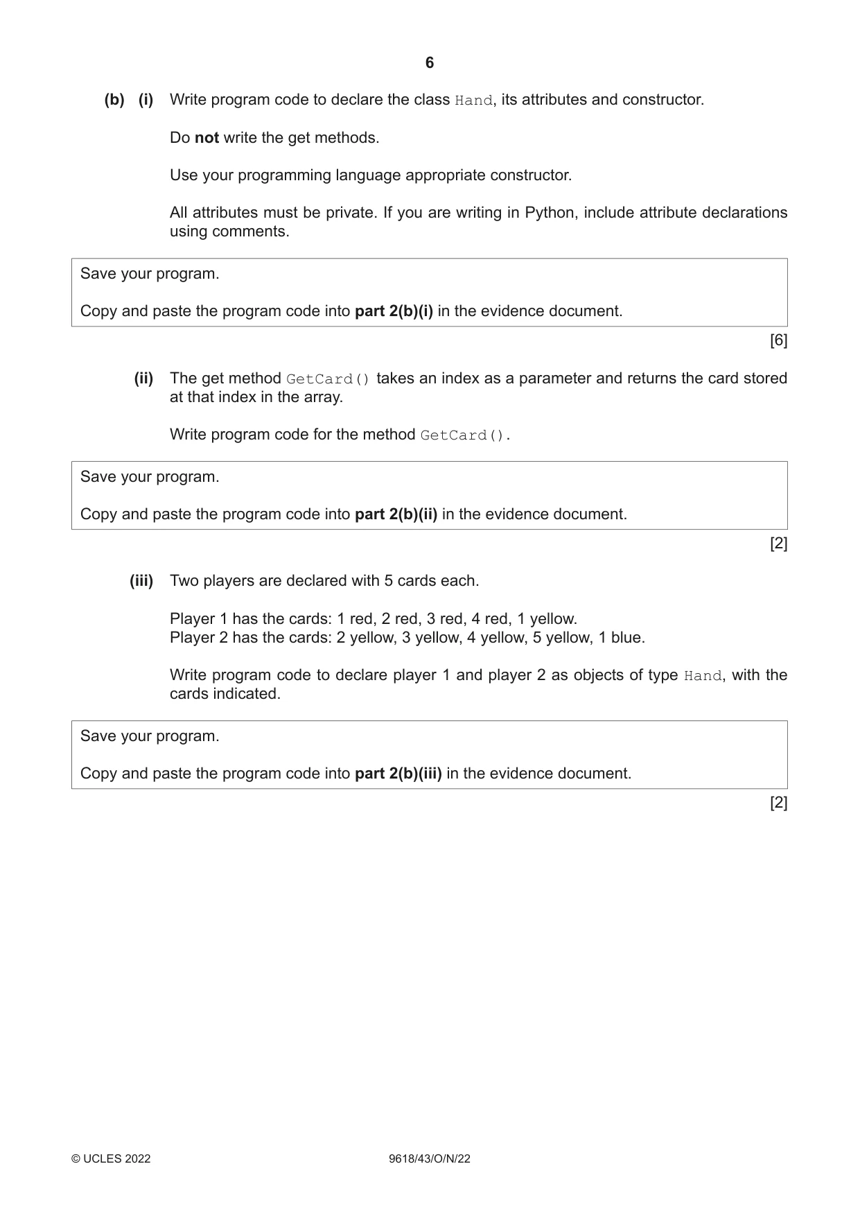 Cambridge A Level Computer Science 9618 2022 Oct/Nov Paper 4 · Variant 3 question paper, page 6 of 12